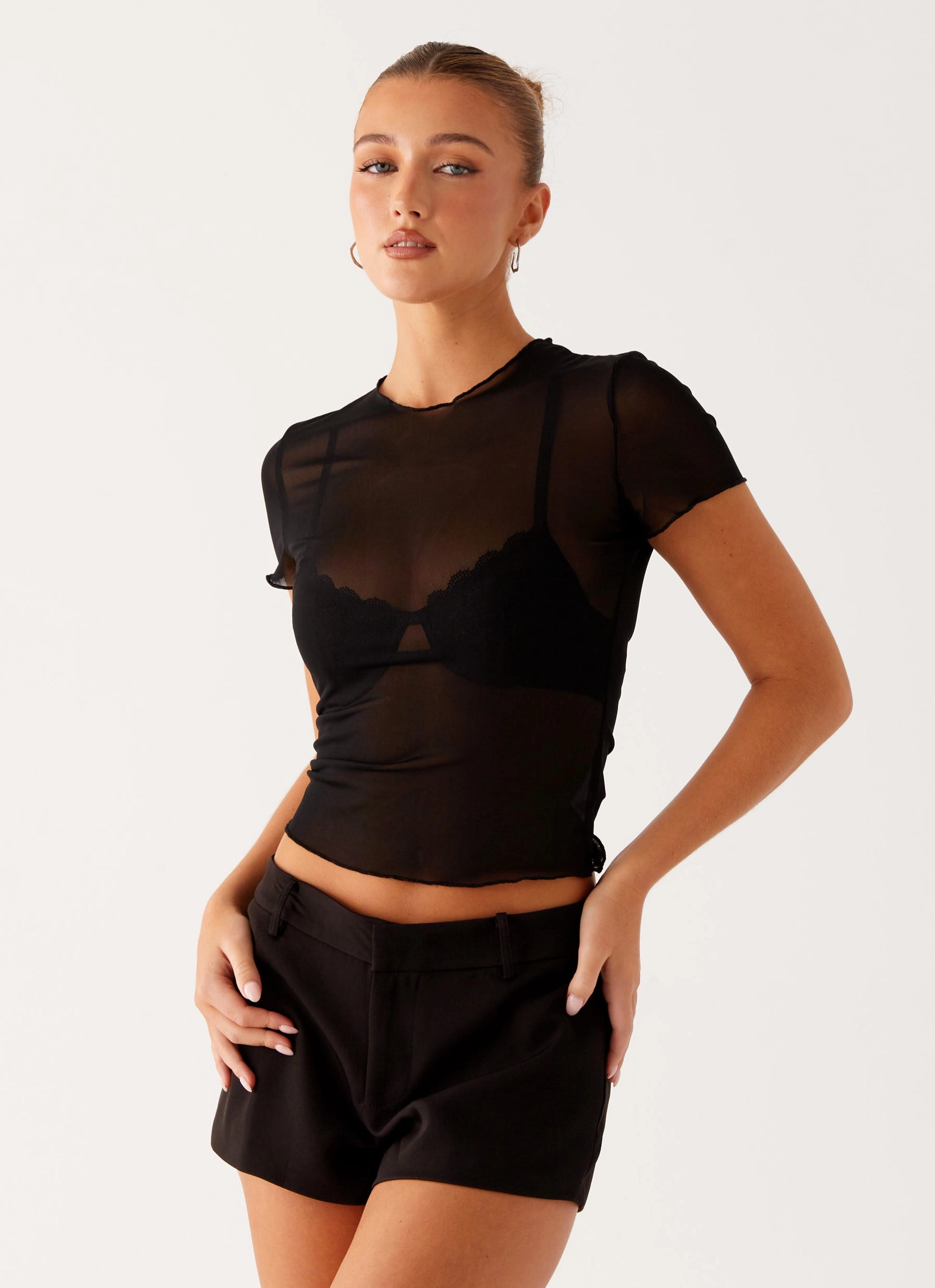 MultiPocket Silicone Grip Interior Dalton Mesh T-Shirt - Black