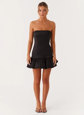 Dancing Queen Mini Dress - Black Sequin Detail Breath Ease Drape Wave Dancing Queen Mini Dress - Black