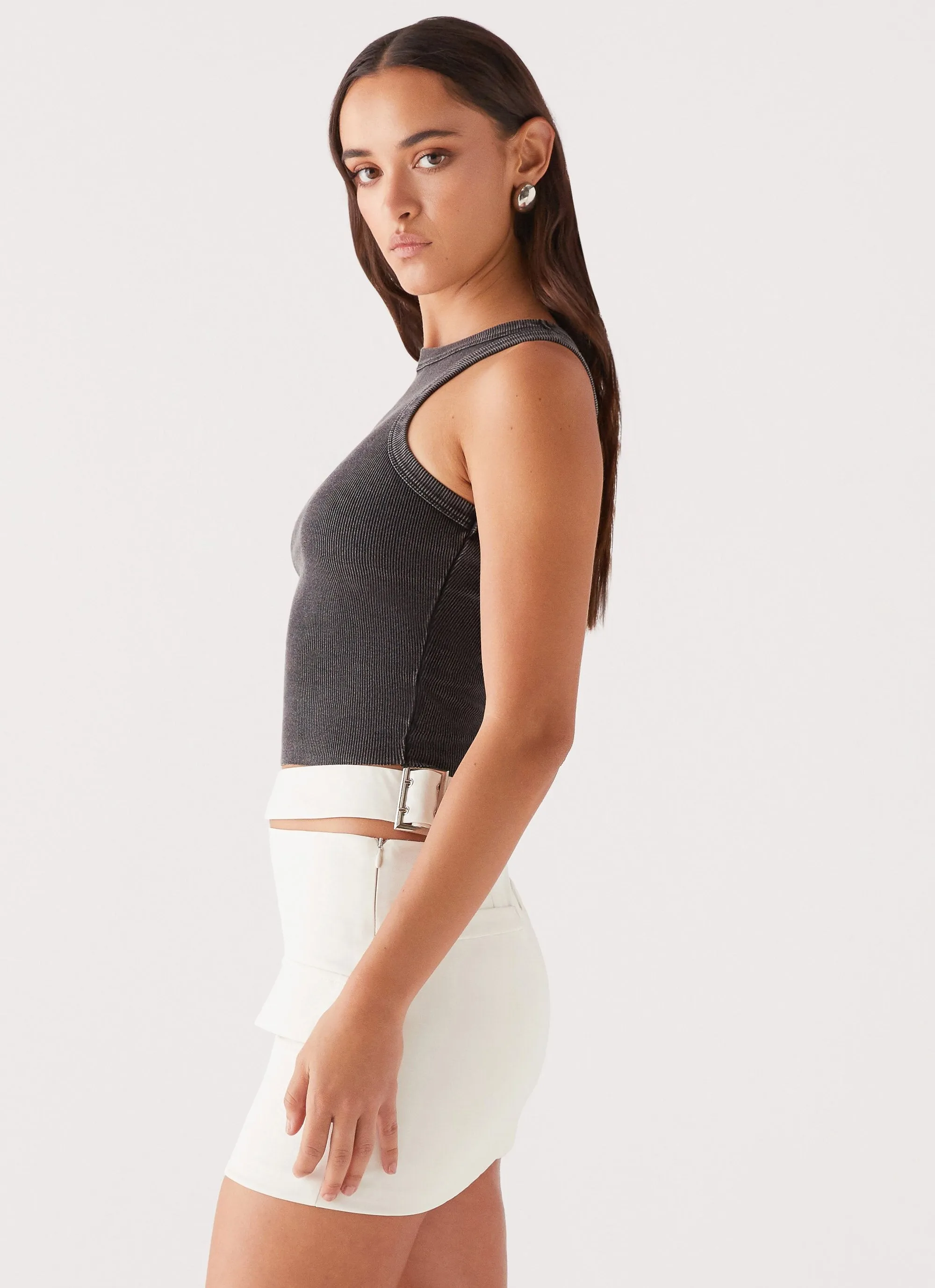 Holiday Travel Danger Zone Cut Out Mini Skirt - Ivory