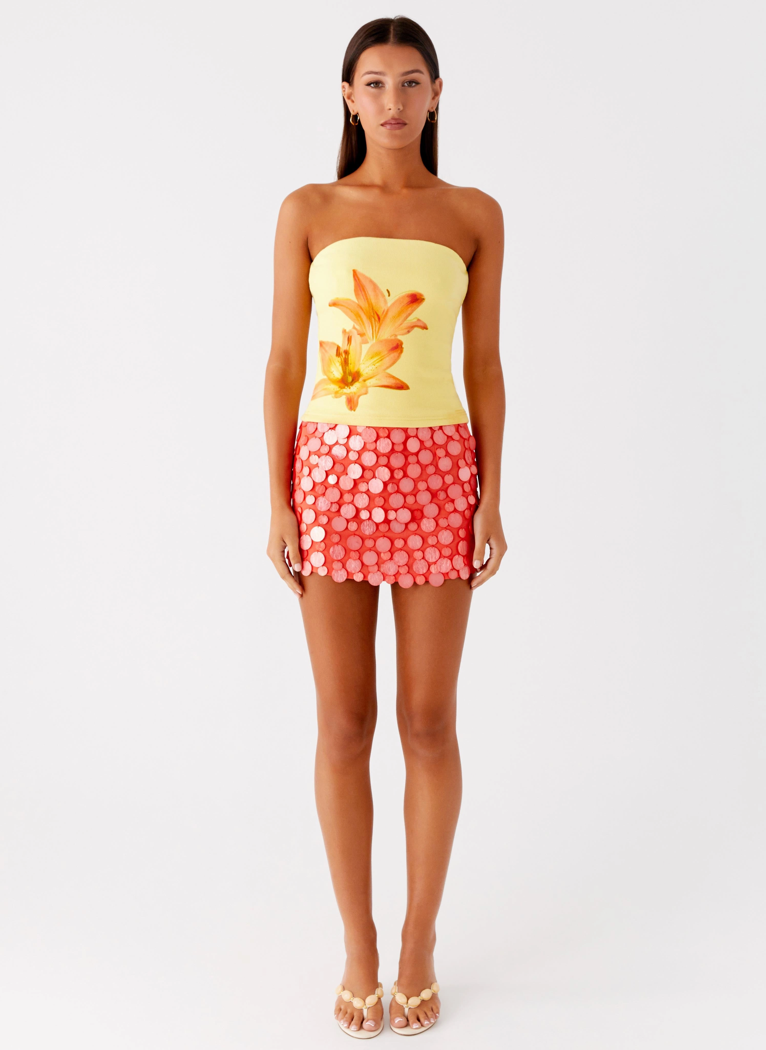 Cool and Breezy Danta Strapless Top - Yellow