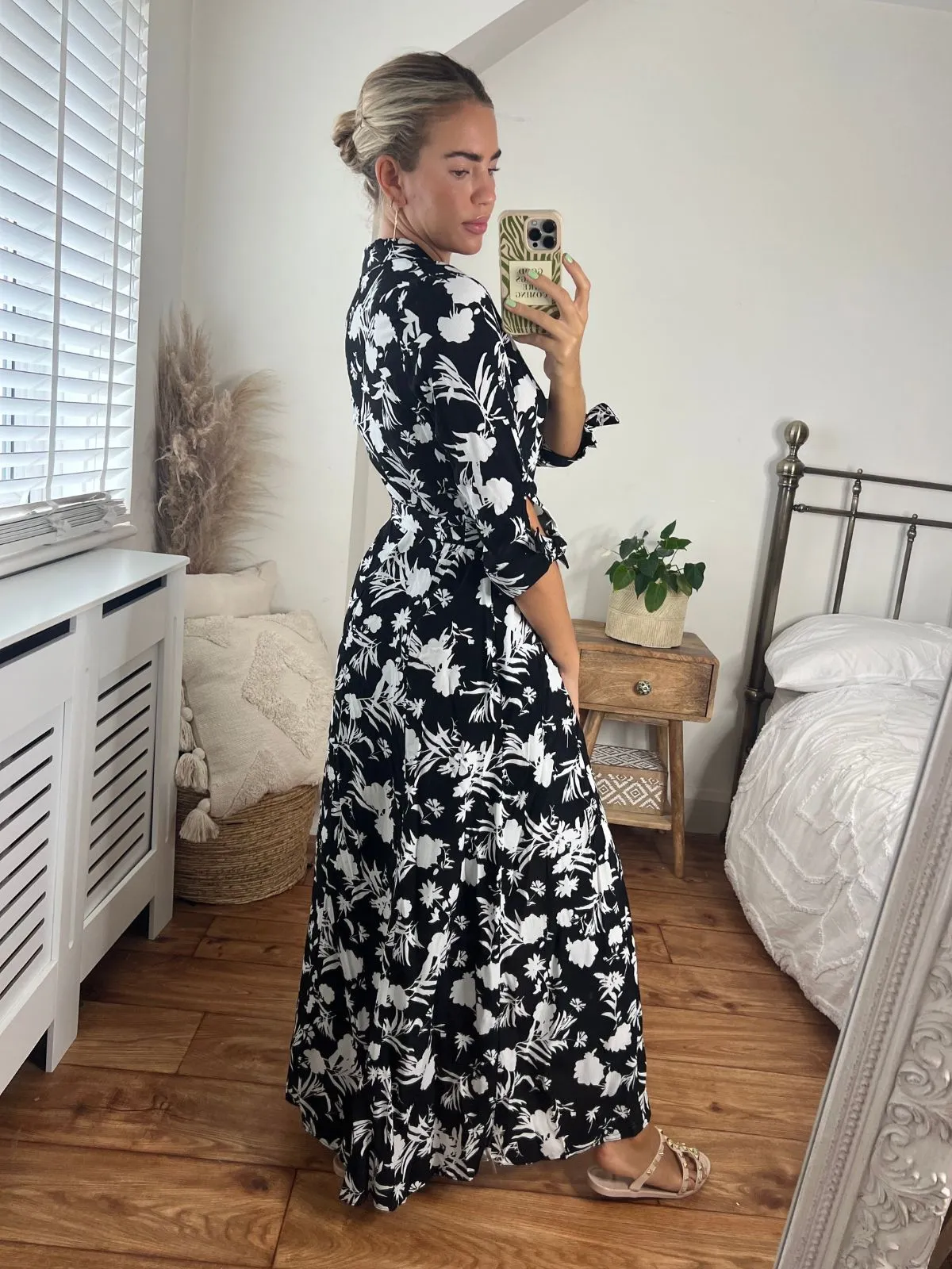 Layering Piece Daphne Belted Shirt Dress / Mono Floral