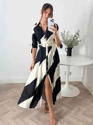 Daphne Belted Shirt Dress / Mono Stripe mix and match Daphne Belted Shirt Dress / Mono Stripe Breezy Style