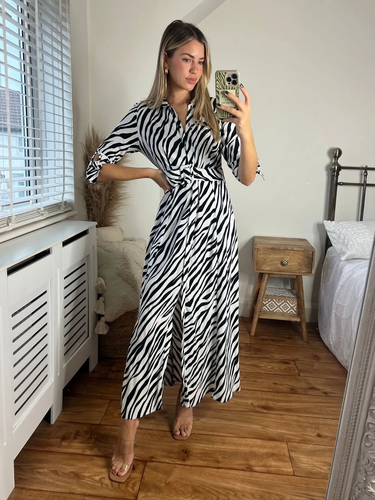 Daphne Belted Shirt Dress / Zebra Print Easy Elegance