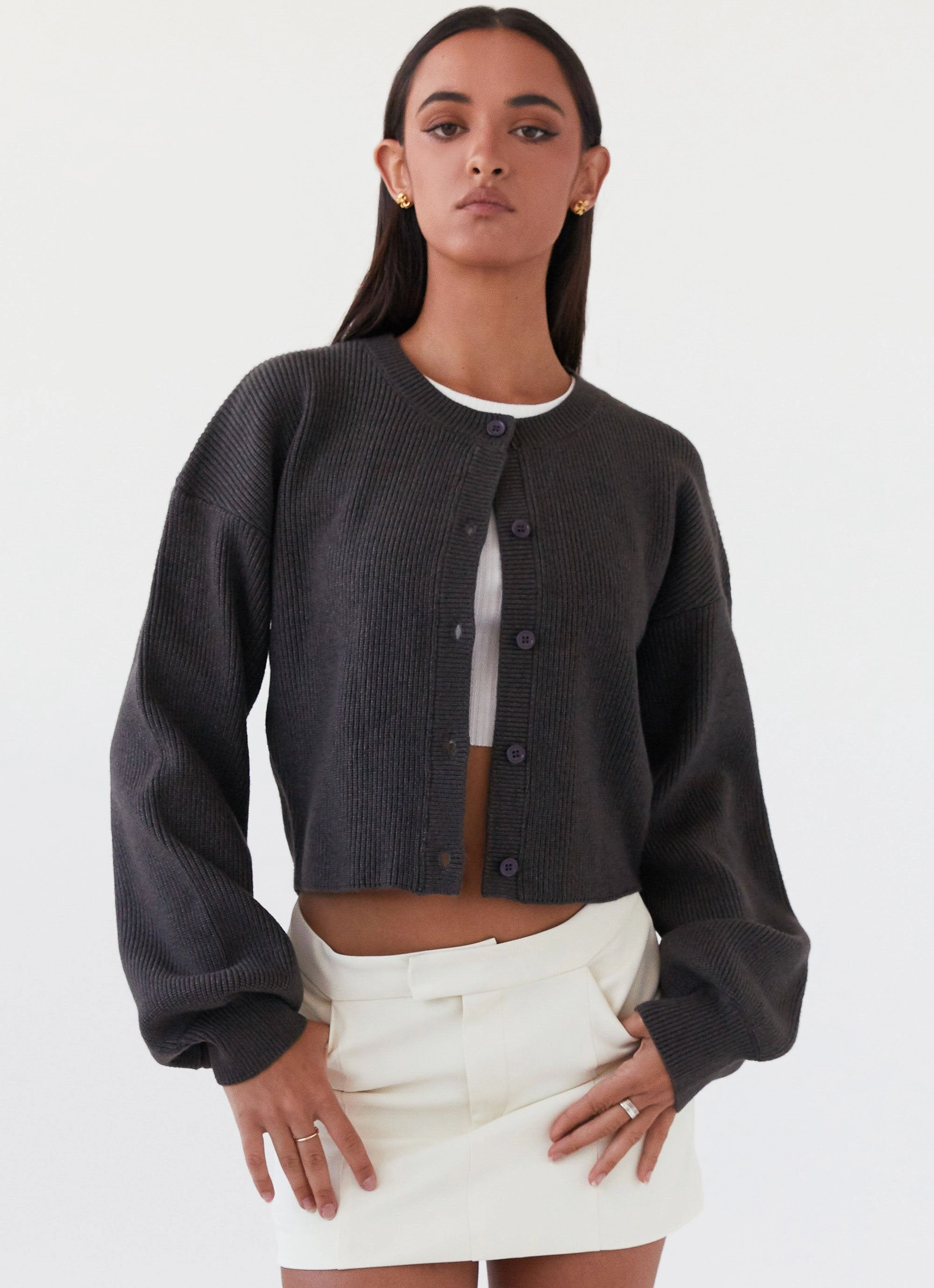 Everyday Comfort Fit Thermal Regulation Technology Daphne Knit Cardigan - Charcoal