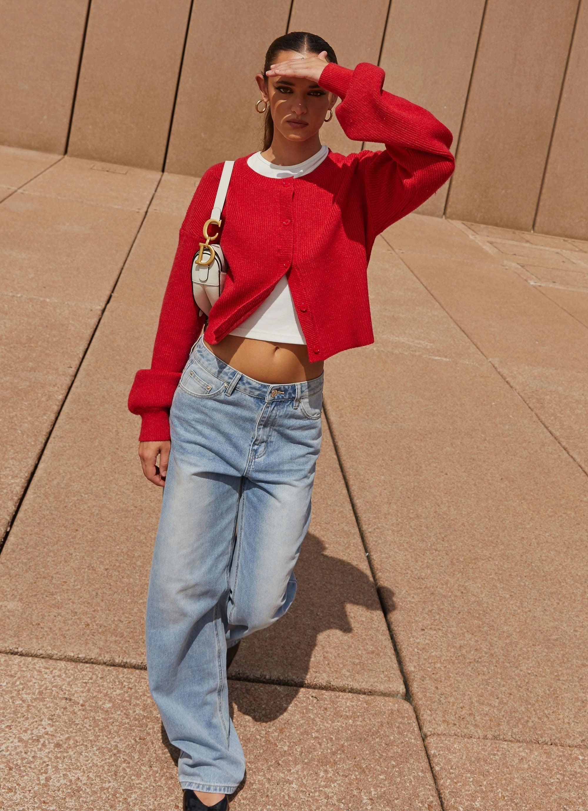 NonChafingEdges DoubleLayered Neckline Daphne Knit Cardigan - Cherry