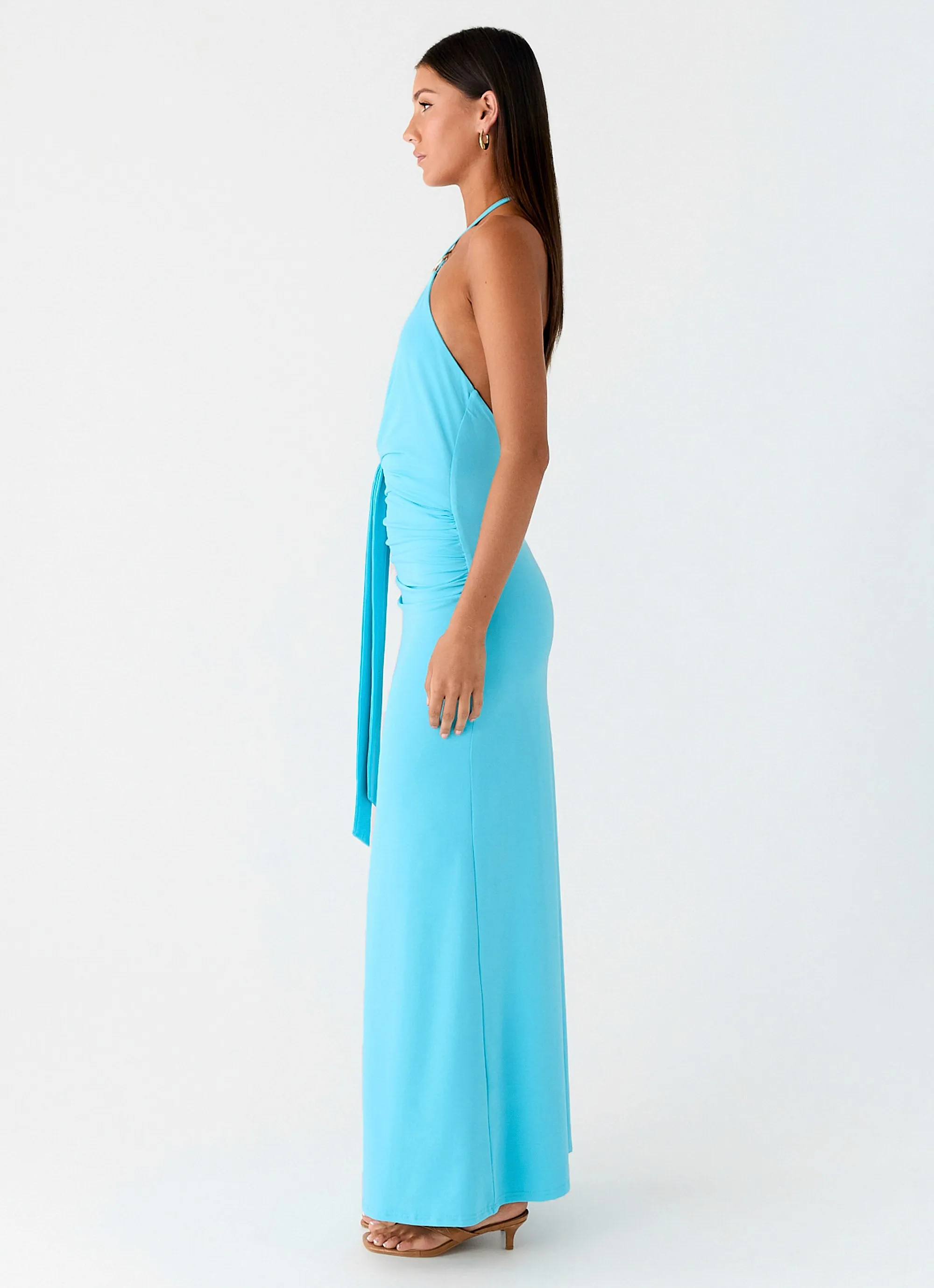 Dare Me Halter Maxi Dress - Aqua Blue Thermal regulation