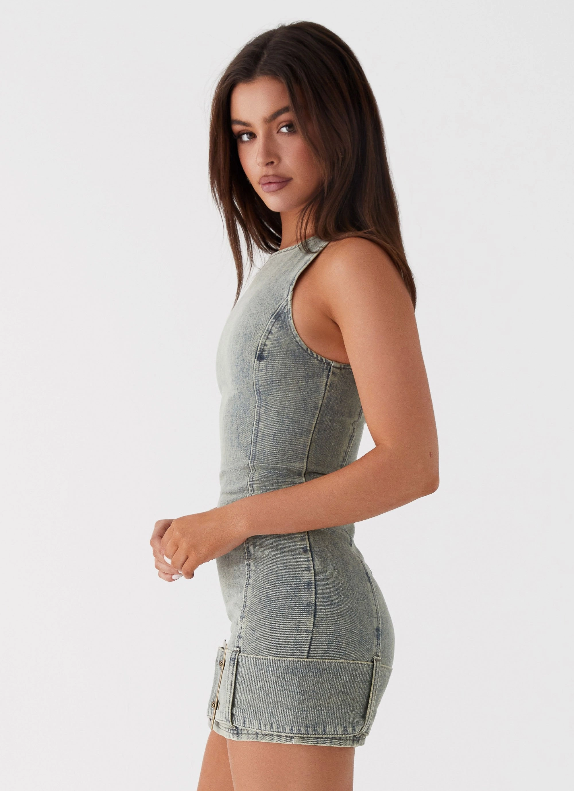 Dark Matter Mini Dress - Washed Denim Perfect Cut