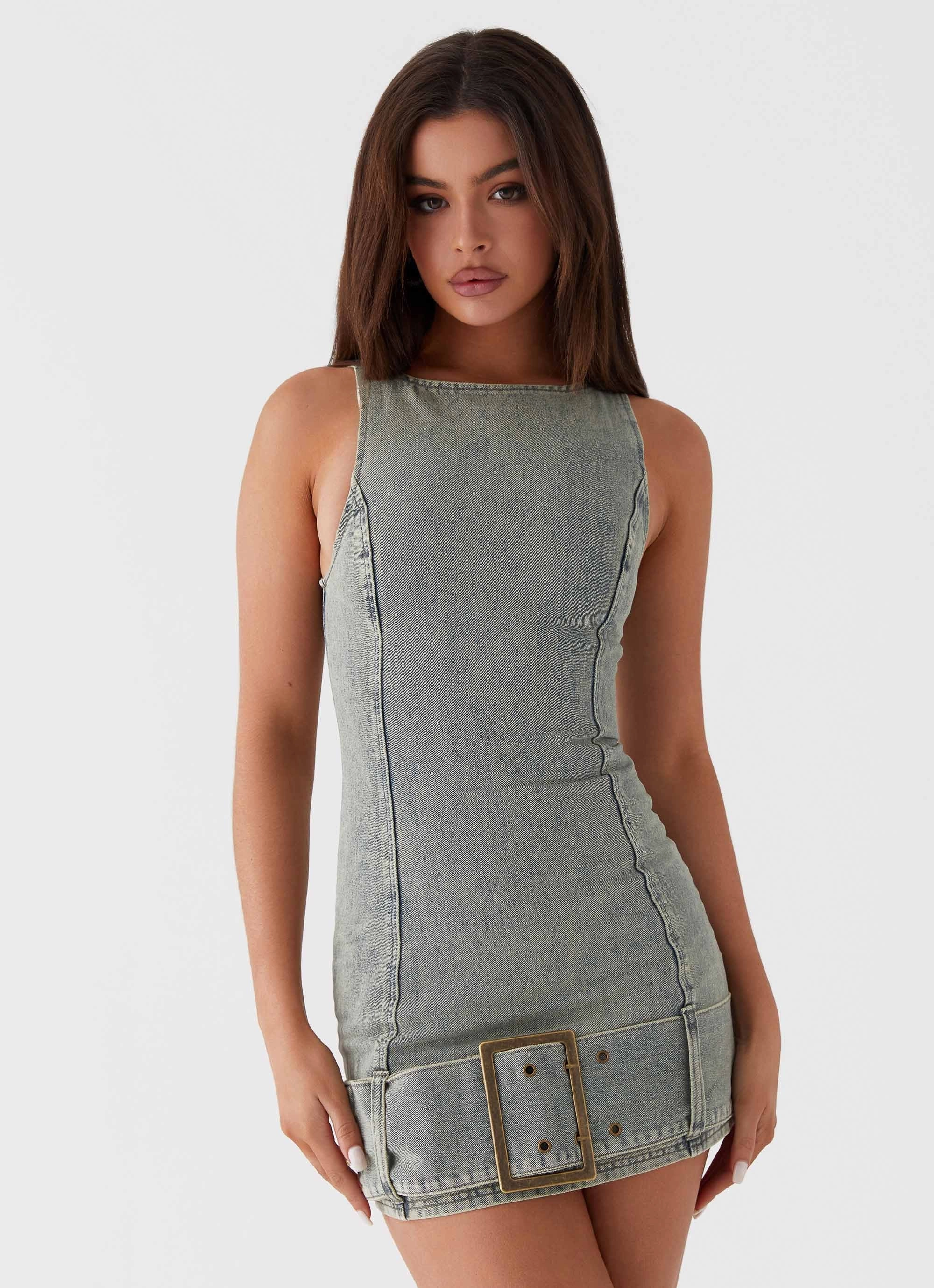 Dark Matter Mini Dress - Washed Denim Cozy Cut