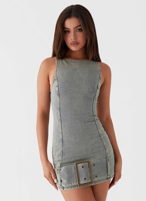 Dark Matter Mini Dress - Washed Denim Tulip Shape Dark Matter Mini Dress - Washed Denim Cozy Cut
