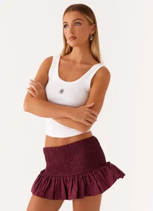 Darlee Shirred Mini Skirt - Mulberry Exclusive Drop
