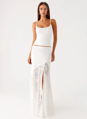 Dasie Lace Maxi Skirt - White Elegant Look Dasie Lace Maxi Skirt - White Cultural Event Elegant Texture