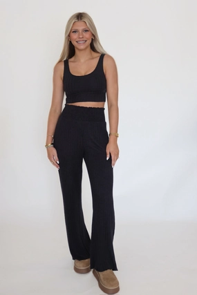 Dawn Smocked Rib Pant - Black Sand Tagless Neckline Dawn Smocked Rib Pant - Black Sand BiodegradableFabric OdorResistant Treatment