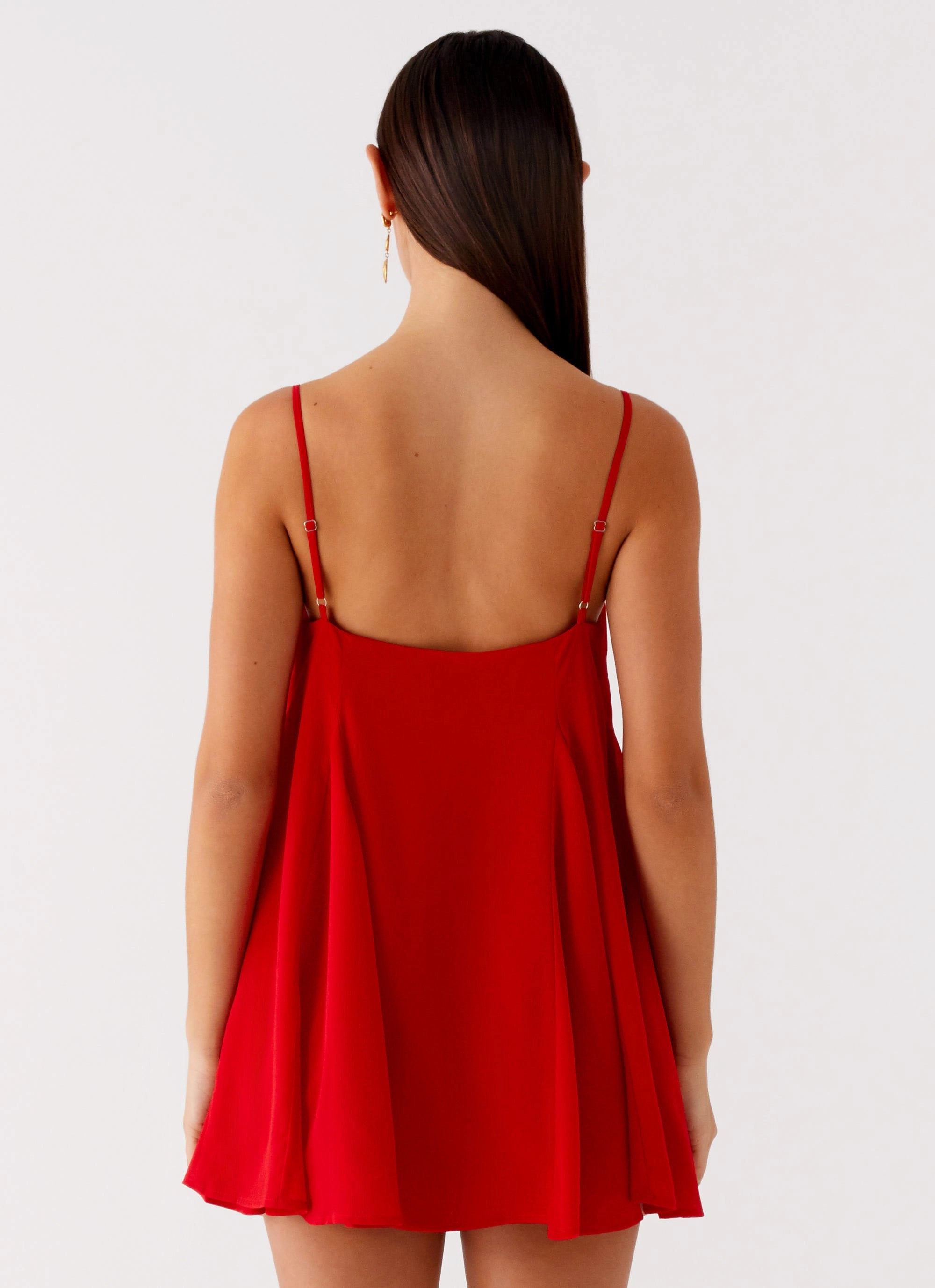 Dainty Finish Sophisticated and Relaxed Godets Hem Mini Dress - Red