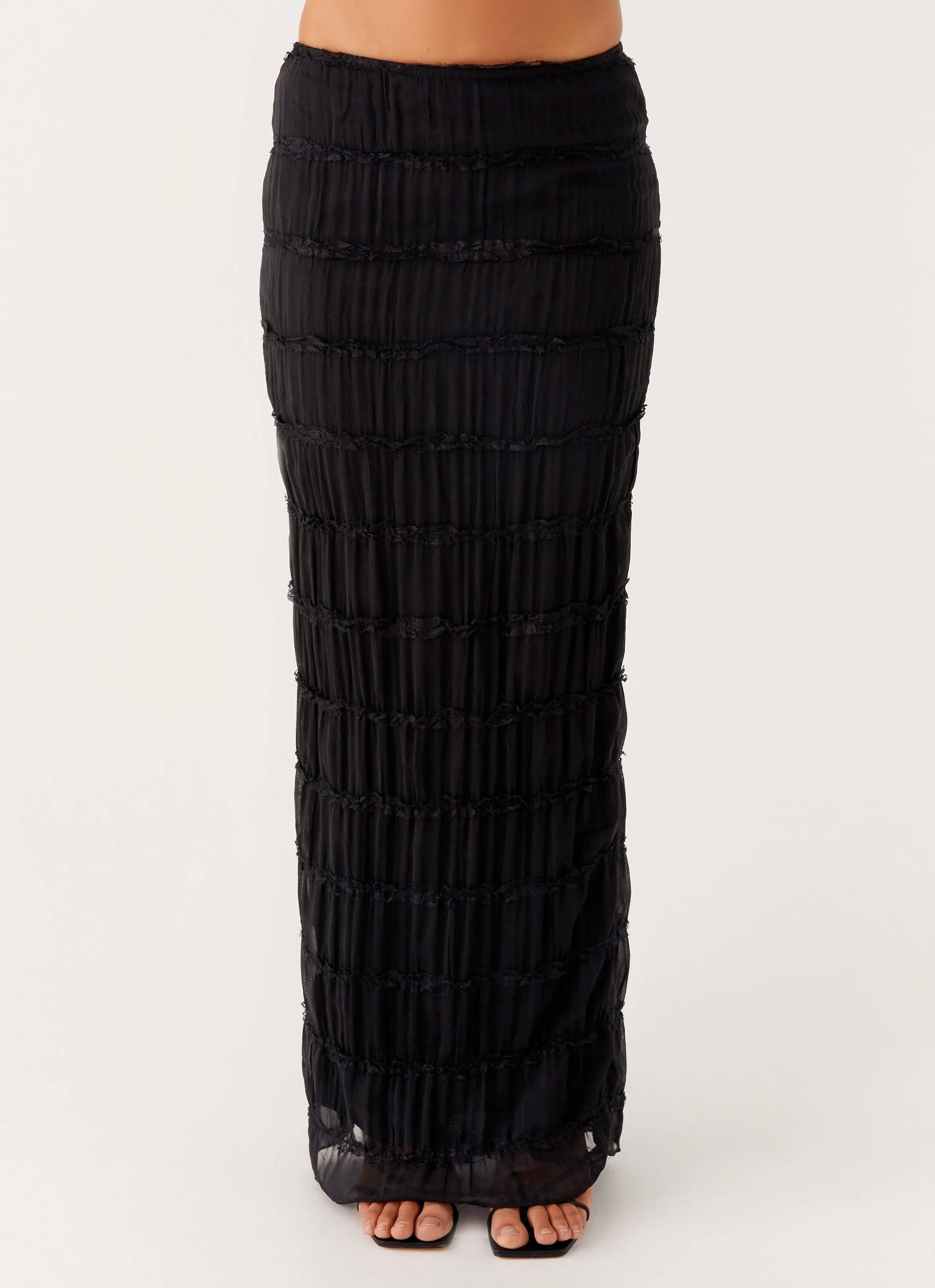 Daydreaming Low Rise Maxi Skirt - Black Contrast Panel No Ride Up