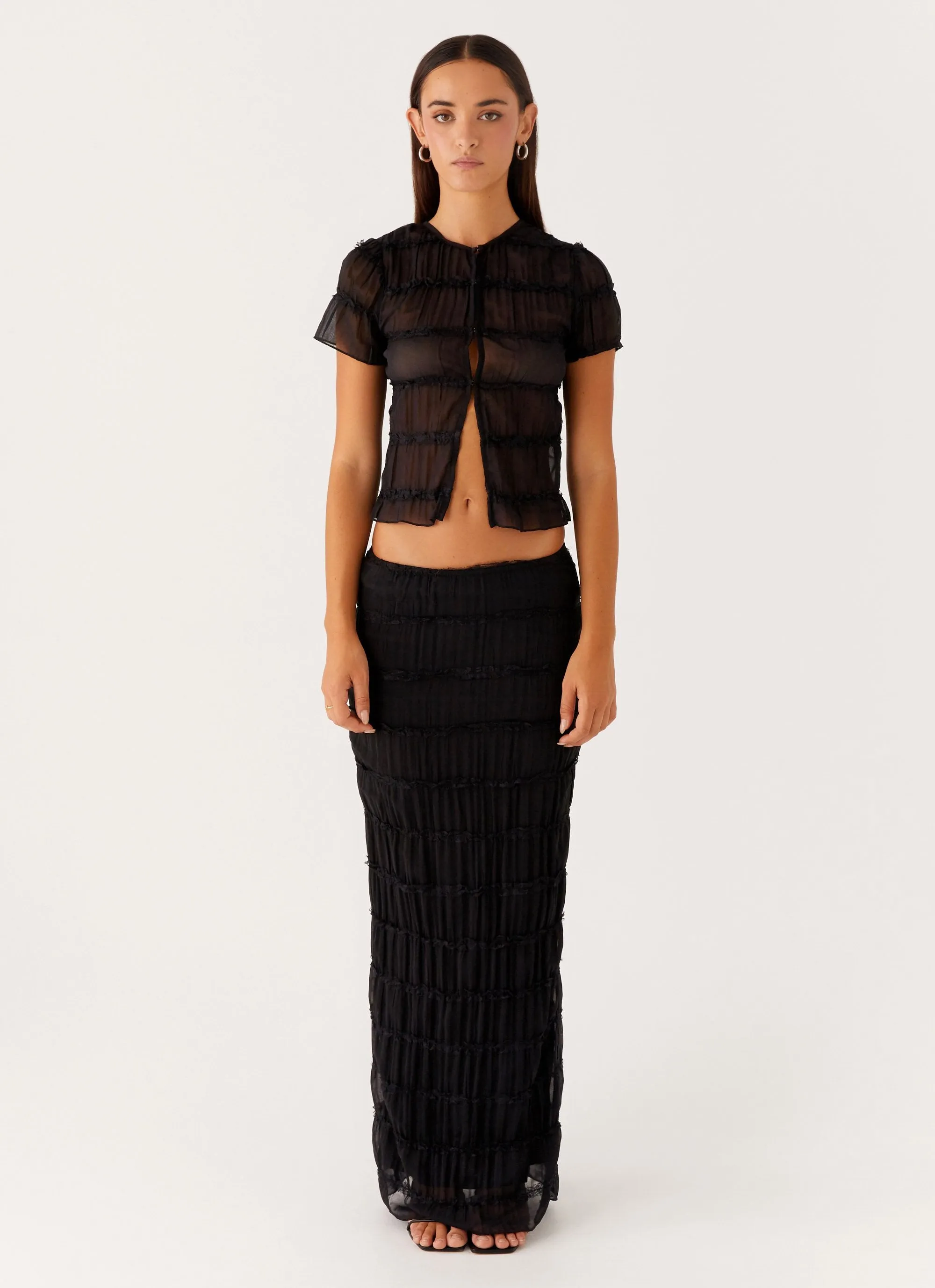 Teen Fashion Daydreaming Low Rise Maxi Skirt - Black