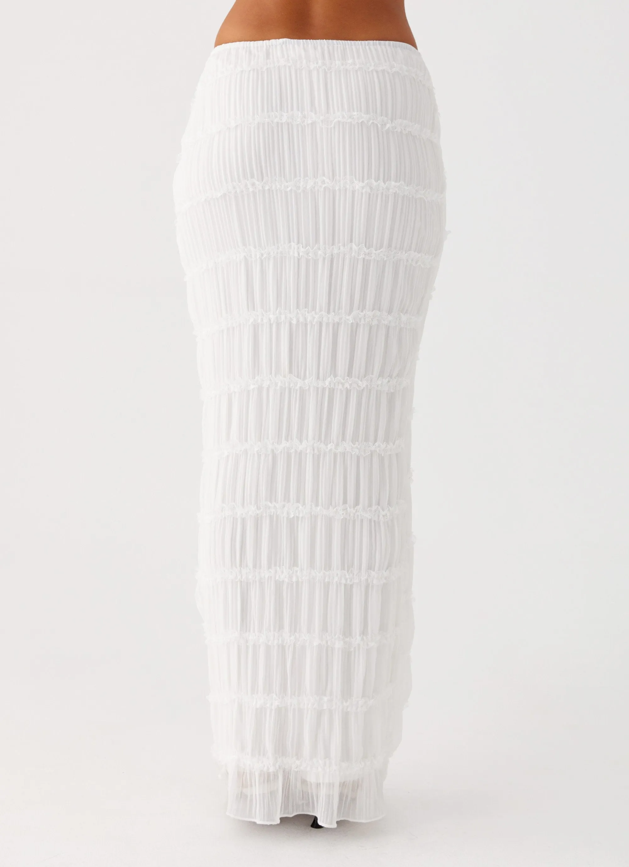 Sturdy Waistband Daydreaming Low Rise Maxi Skirt - White