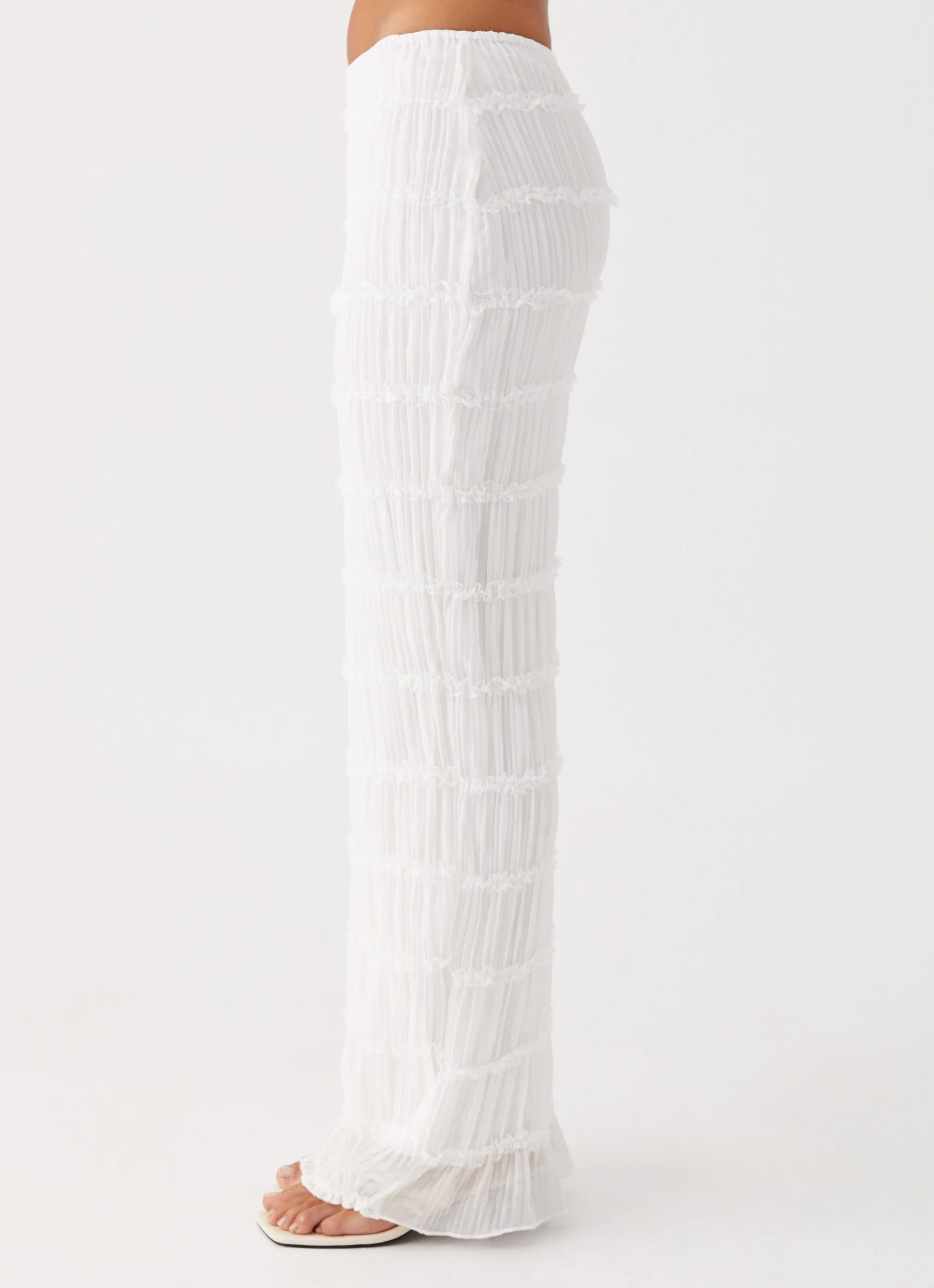 Daydreaming Low Rise Maxi Skirt - White Multi Purpose Fabric