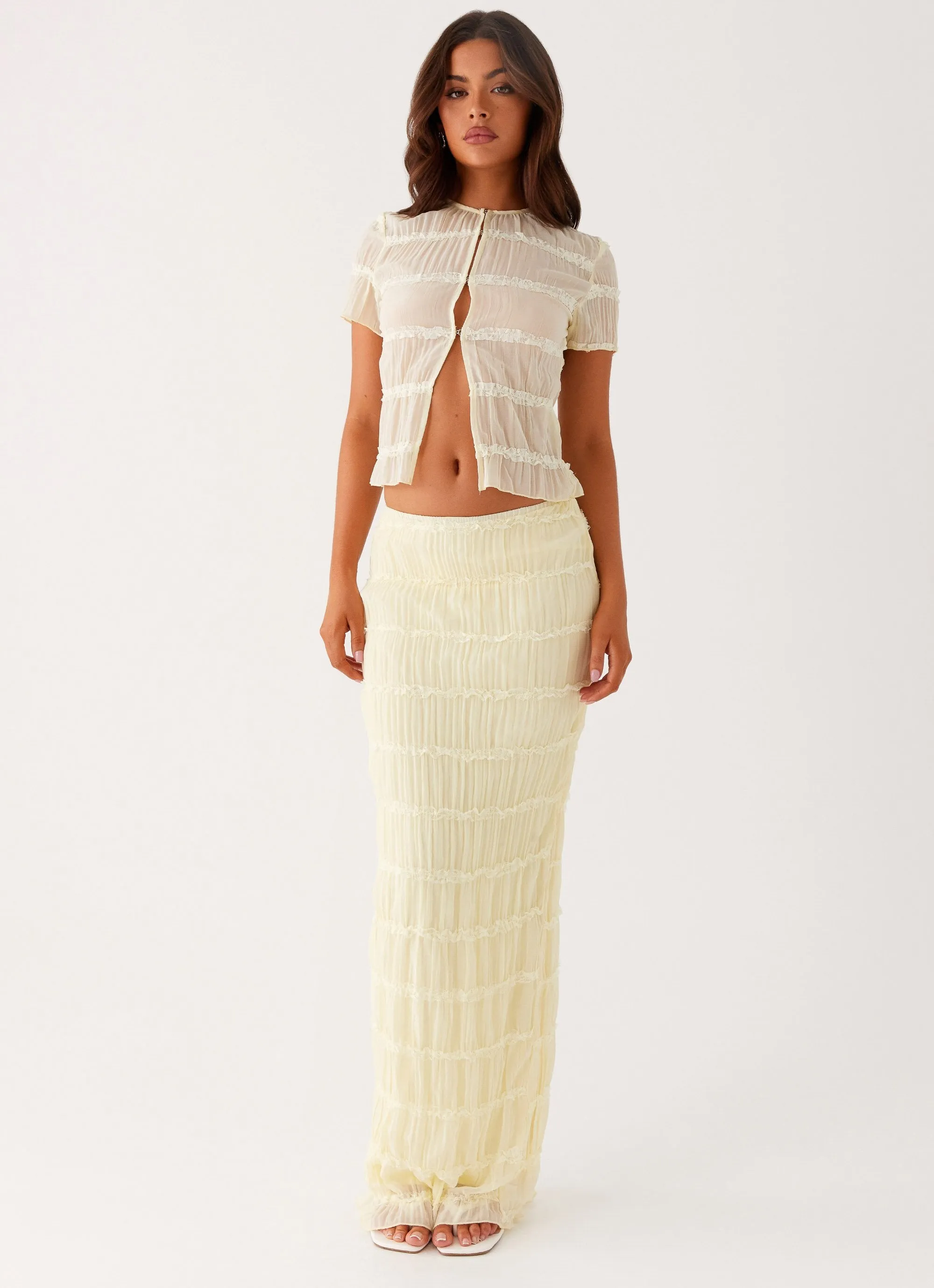 Low Rise Daydreaming Low Rise Maxi Skirt - Yellow