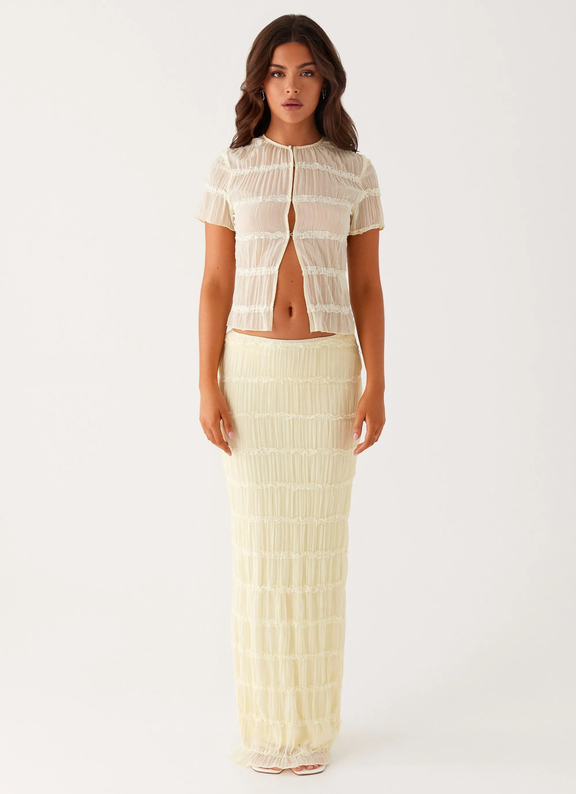 Daydreaming Low Rise Maxi Skirt - Yellow Daily Essential