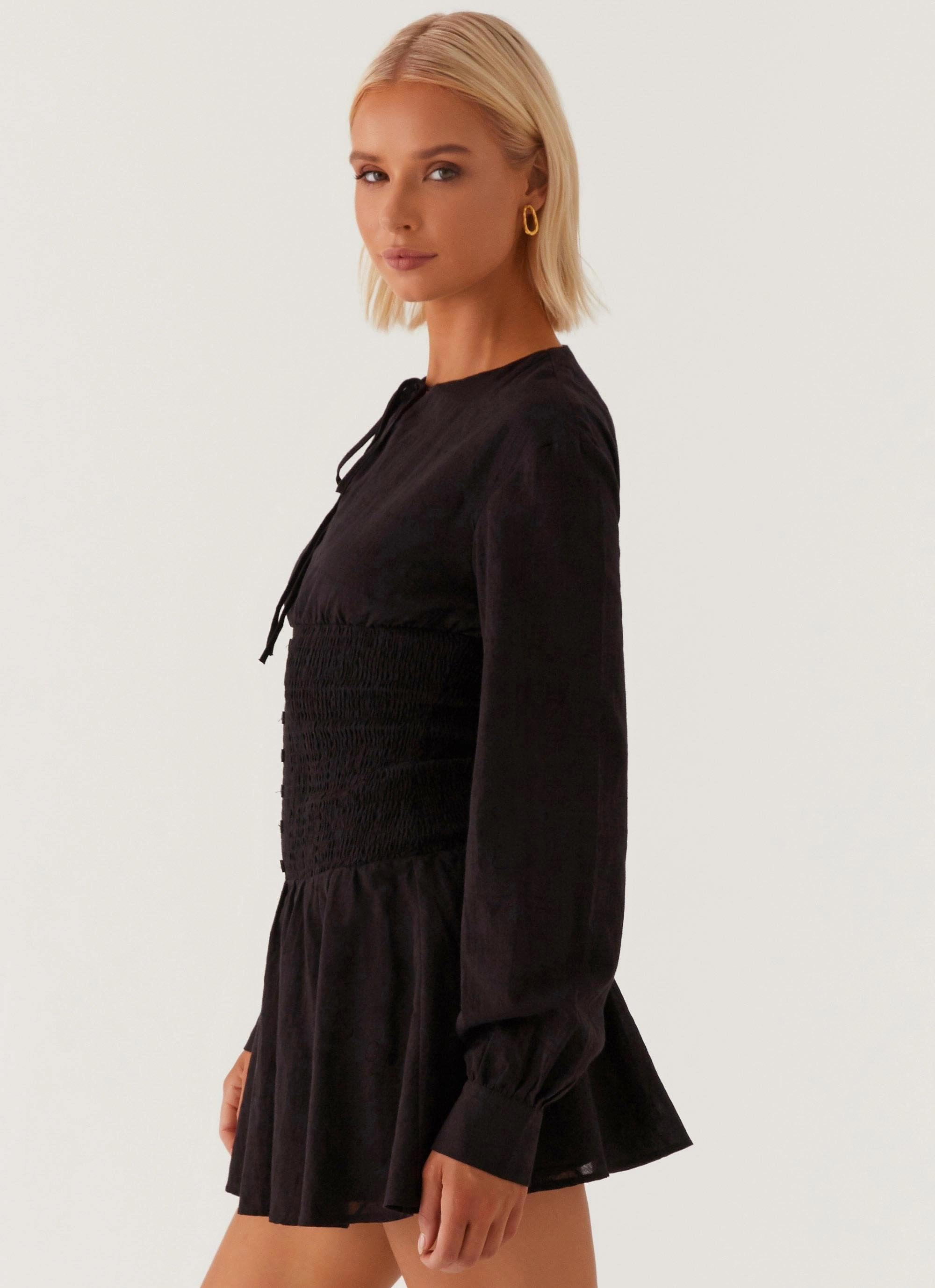 Beauty Feel Kenzo Long Sleeve Mini Dress - Black