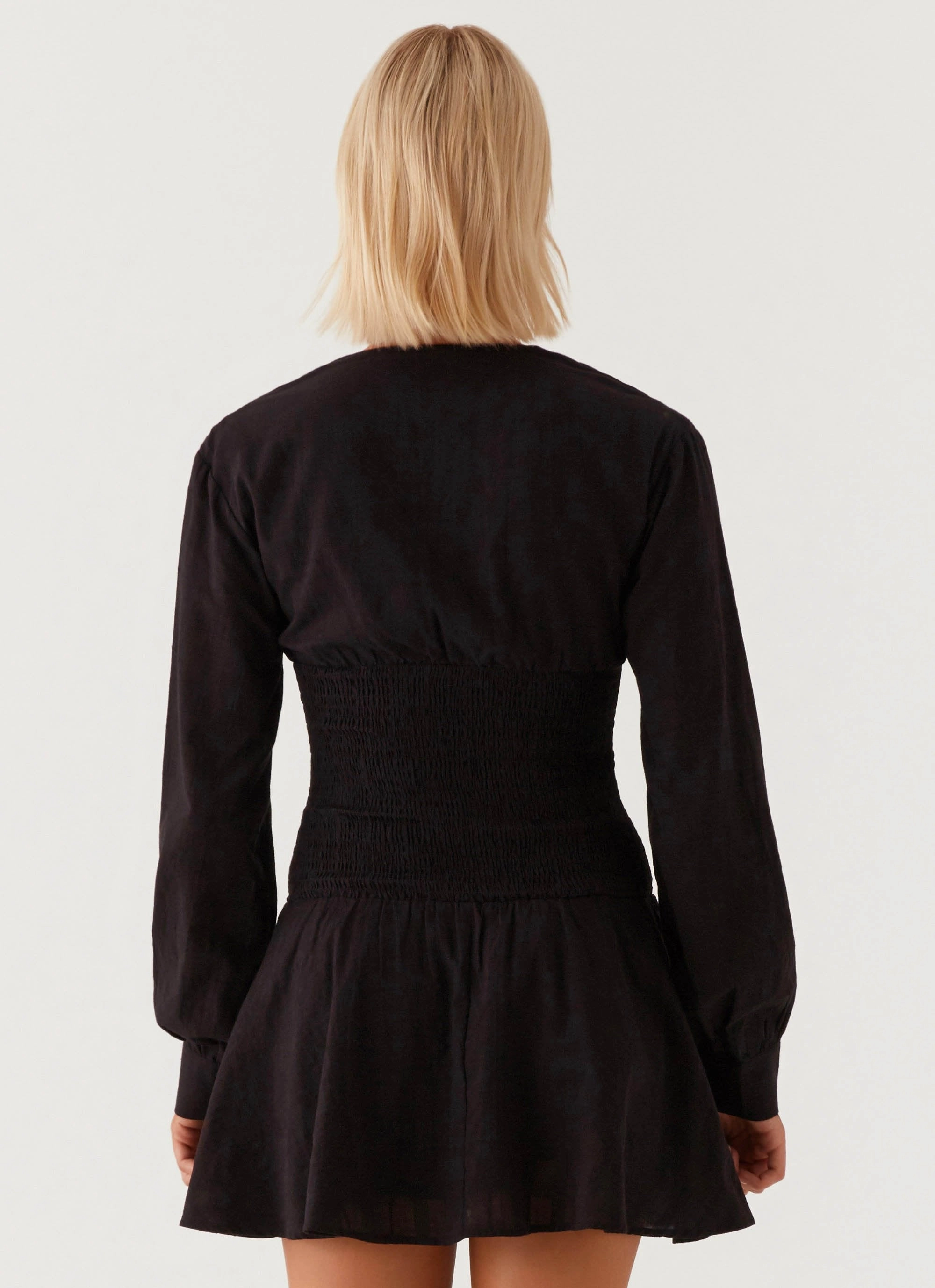 Kenzo Long Sleeve Mini Dress - Black Relaxed Look