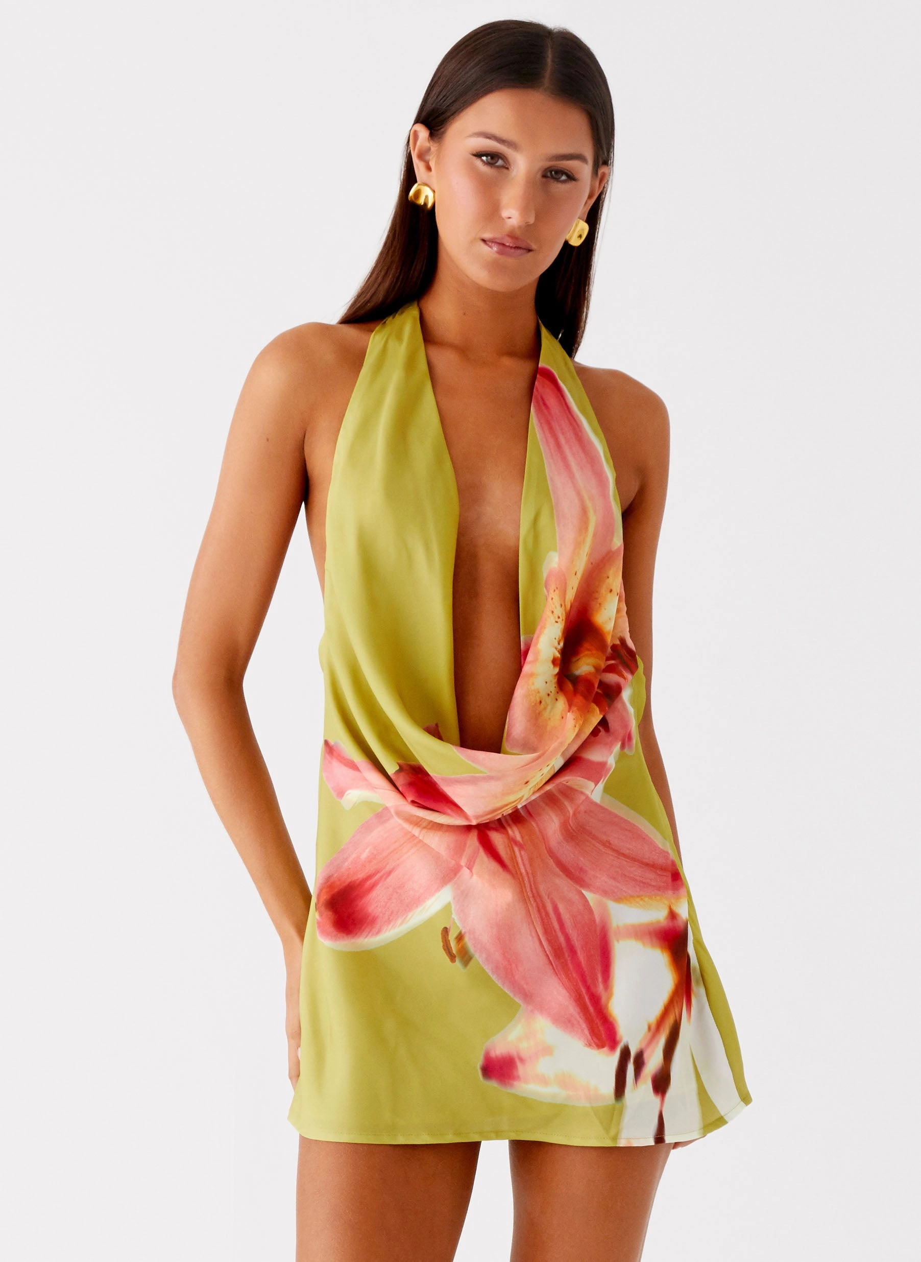 Versatile party outfit Varindra Cowl Mini Dress - Jungle Floral