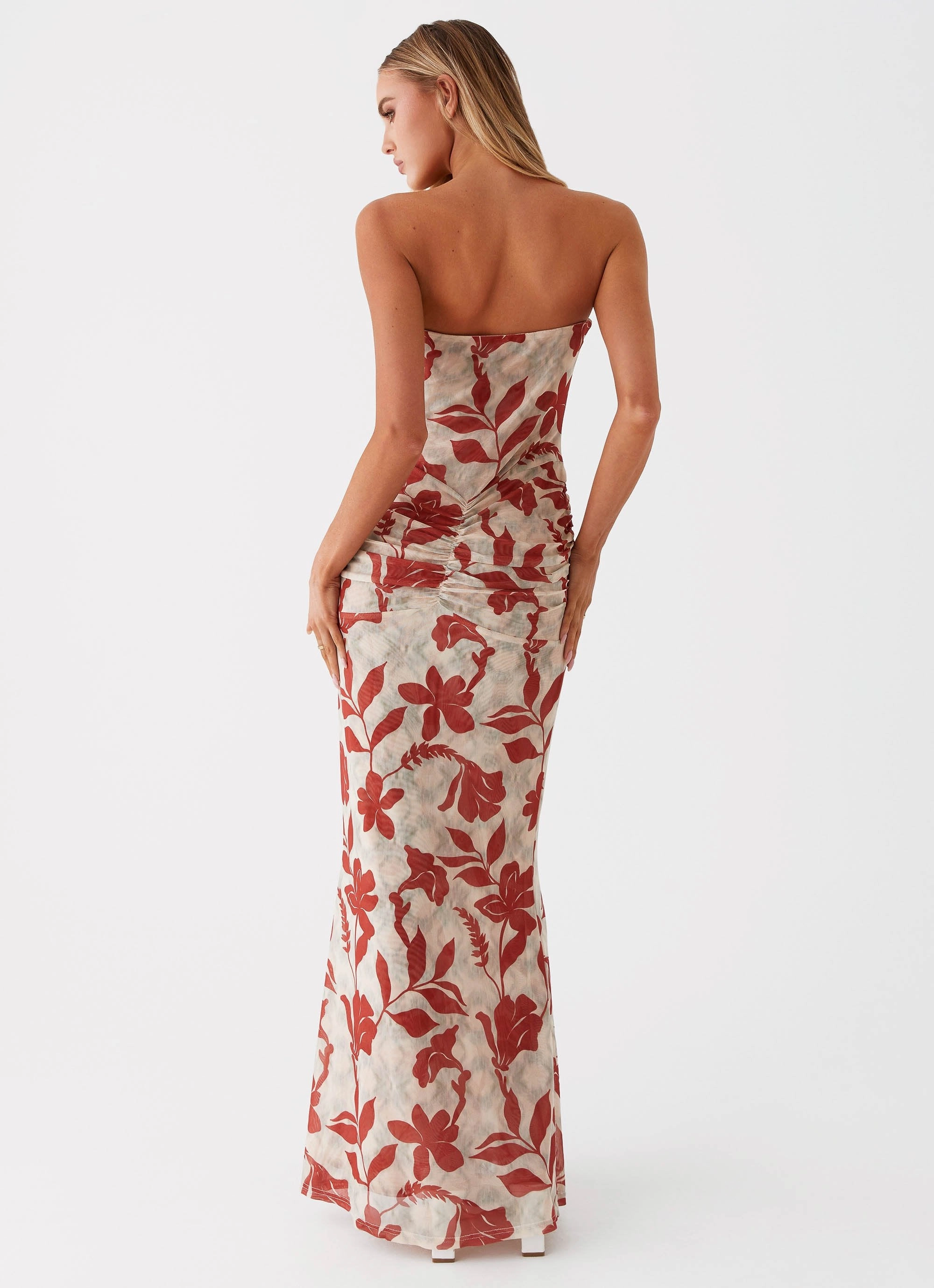 Dearest Maxi Dress - Red Green Floral Chilly Wear