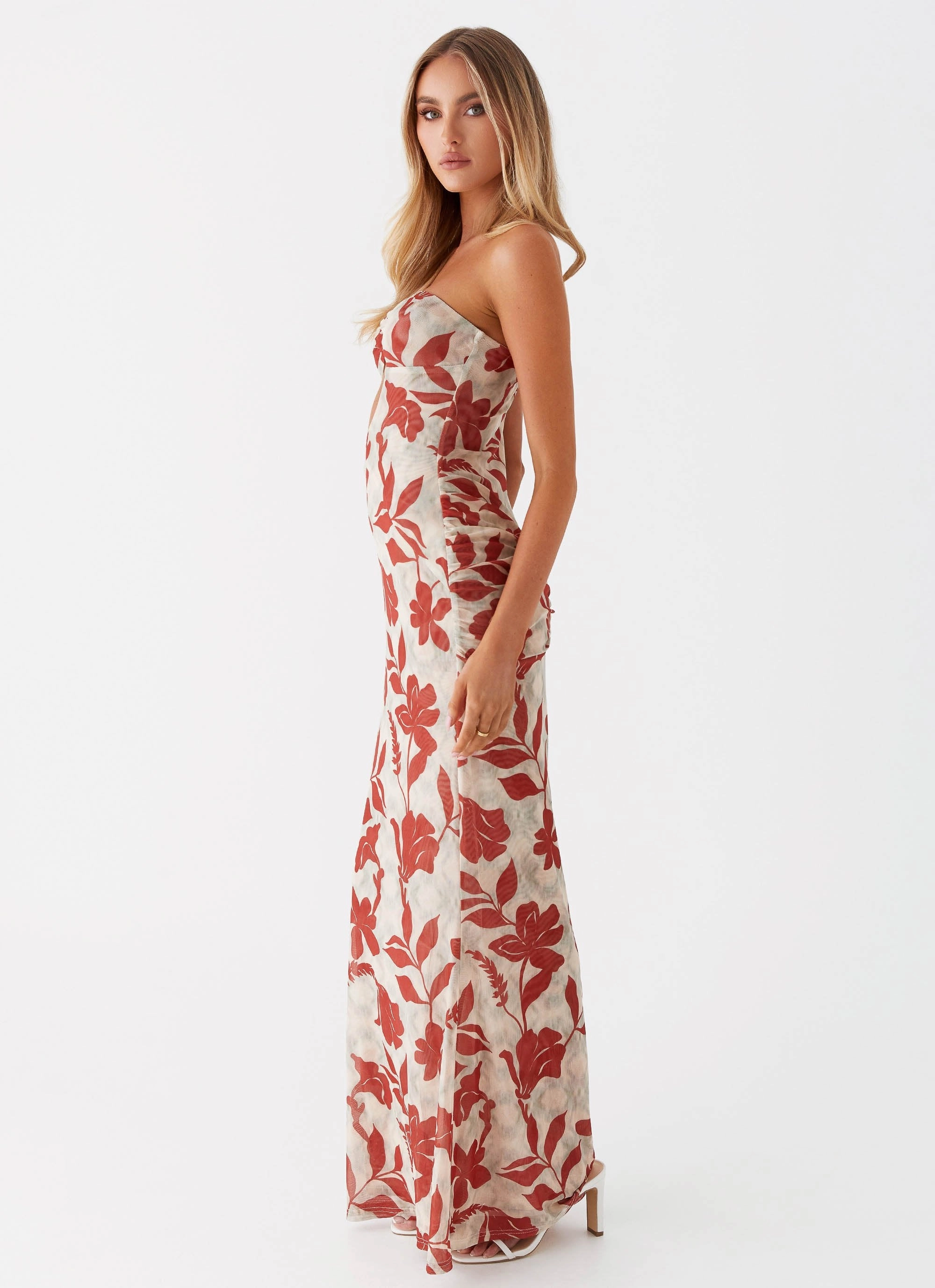 Dearest Maxi Dress - Red Green Floral Trendy Appearance Bold Cut