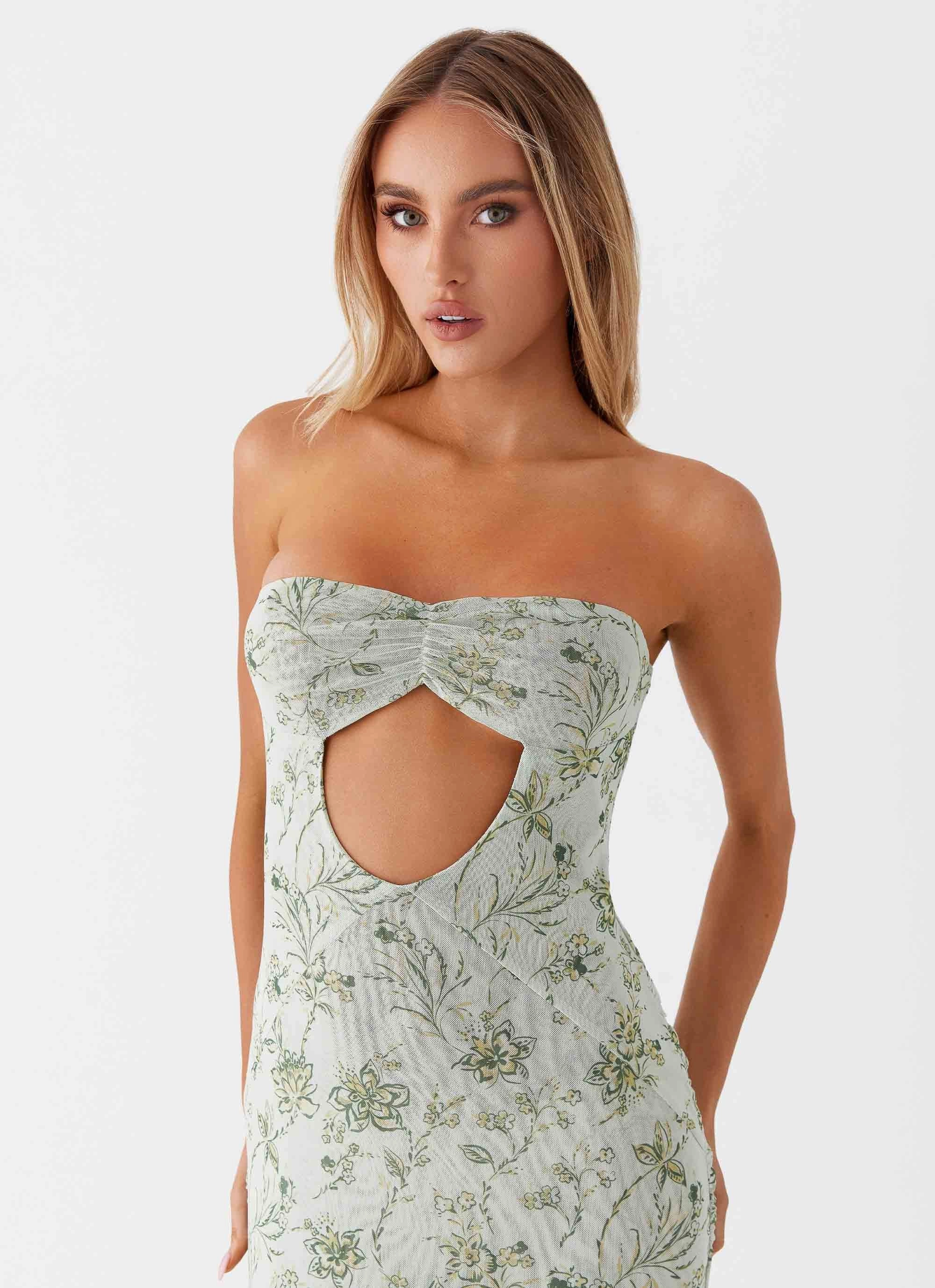 Chill Detail Natural Light Dearest Maxi Dress - Sage Floral