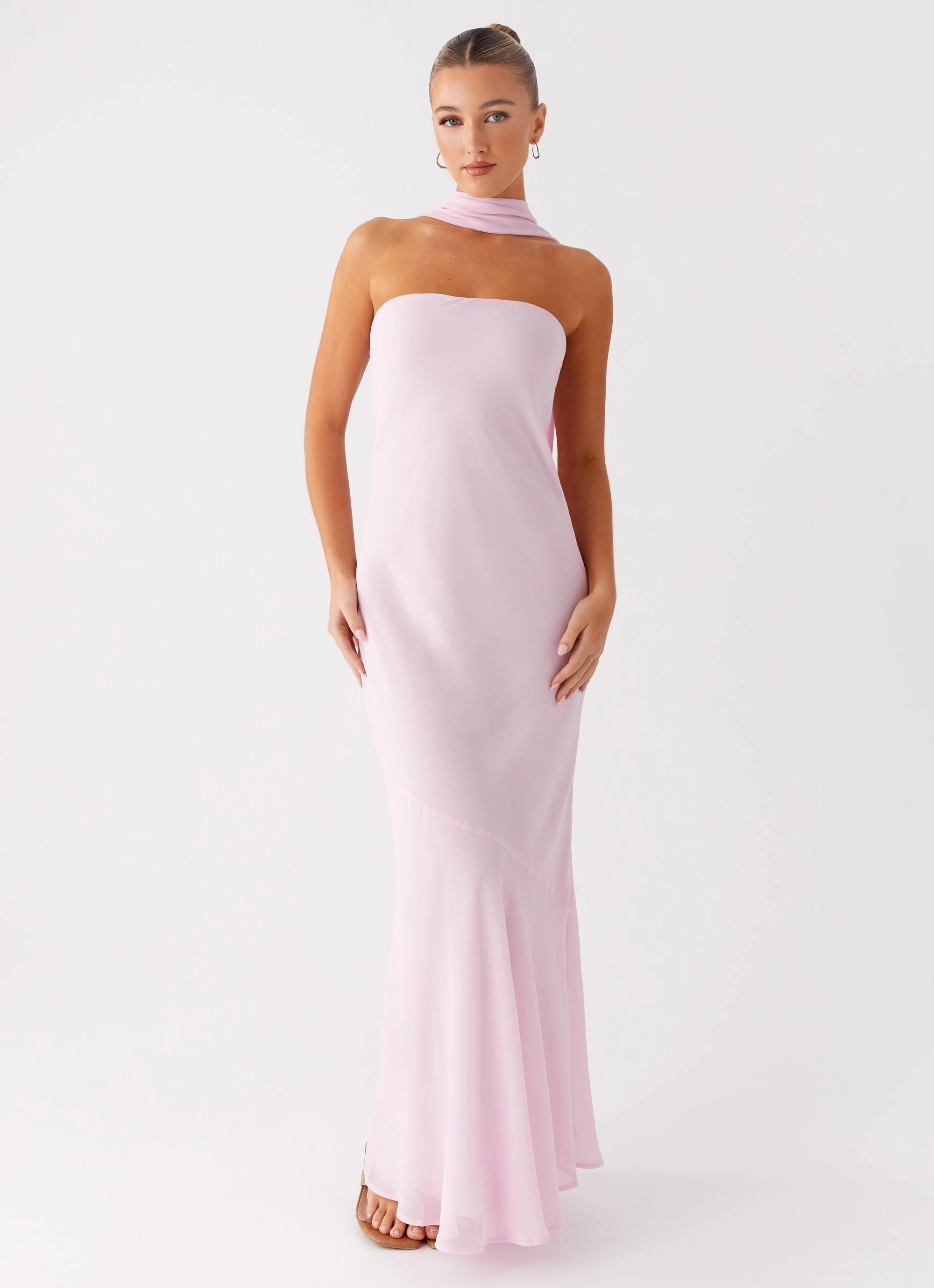 Under The Pagoda Maxi Dress - Pink Nordic Plain Coral Soft