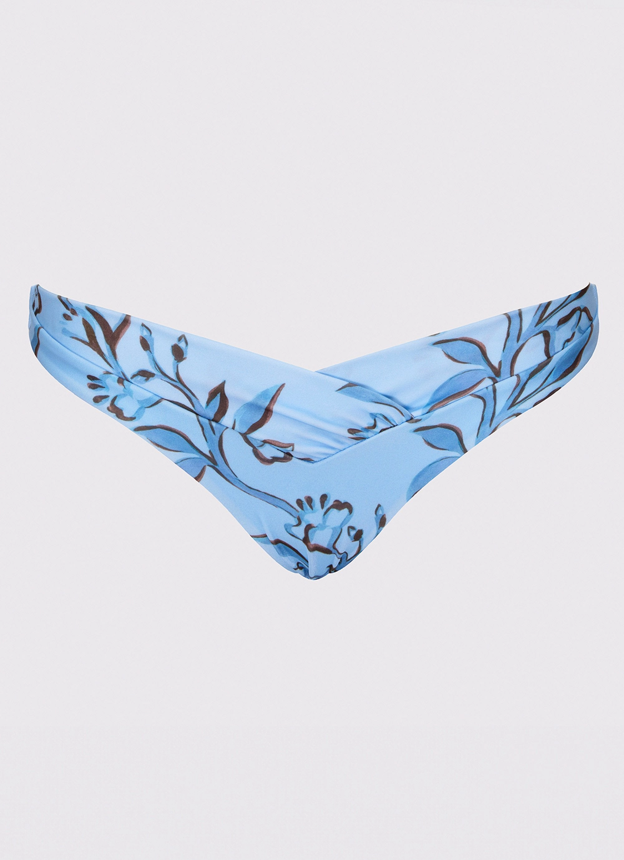 Double Layered Front Hydration Wicking Lining Delta Bikini Bottoms - Blue Floral Print