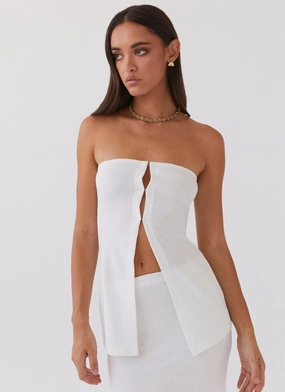 Delicate Lady Knit Top - White Fashionable Performance BondedShoulderTaping Textured Weave Delicate Lady Knit Top - White