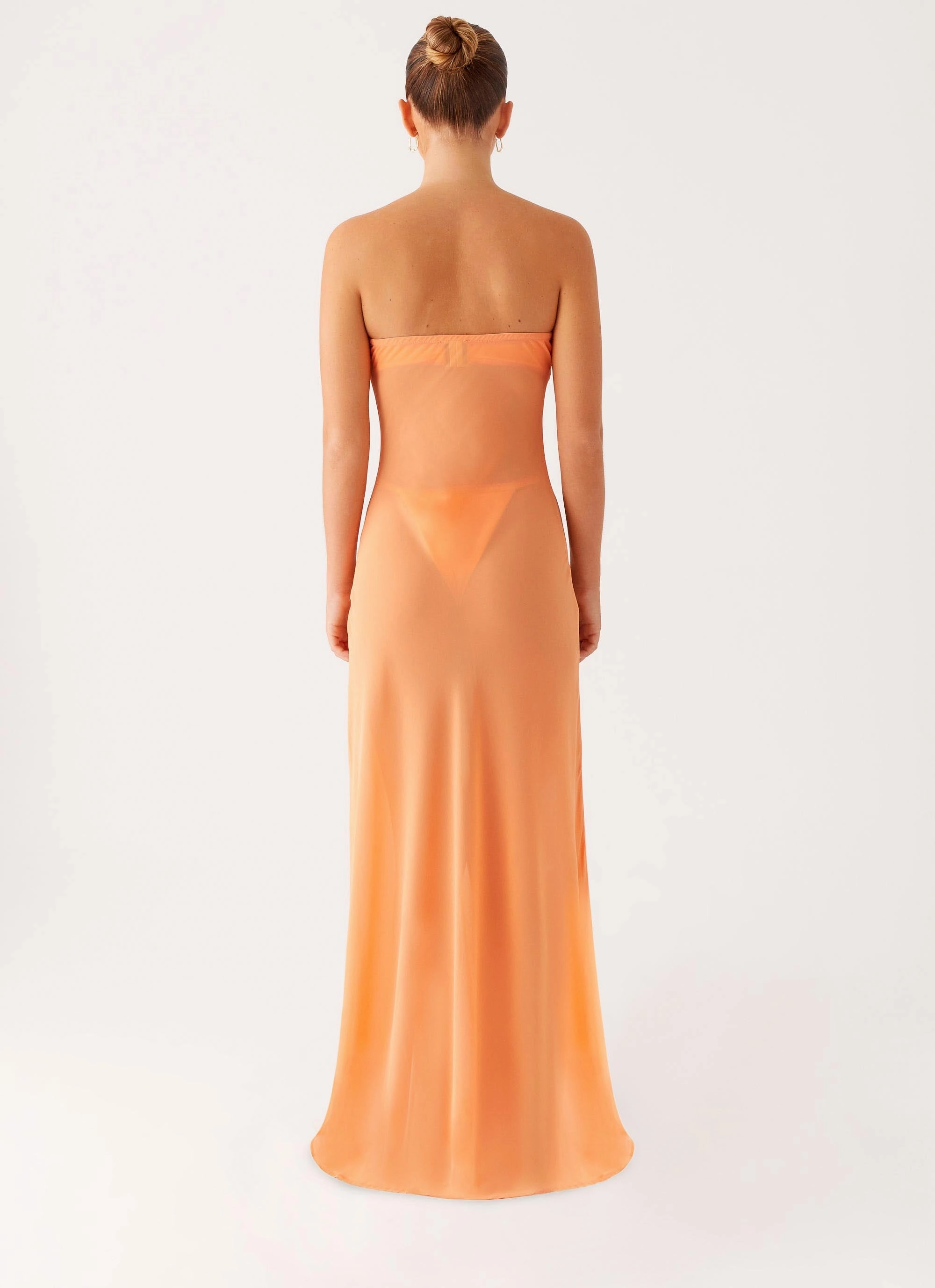 Stretchable Mattie Strapless Maxi Dress - Orange