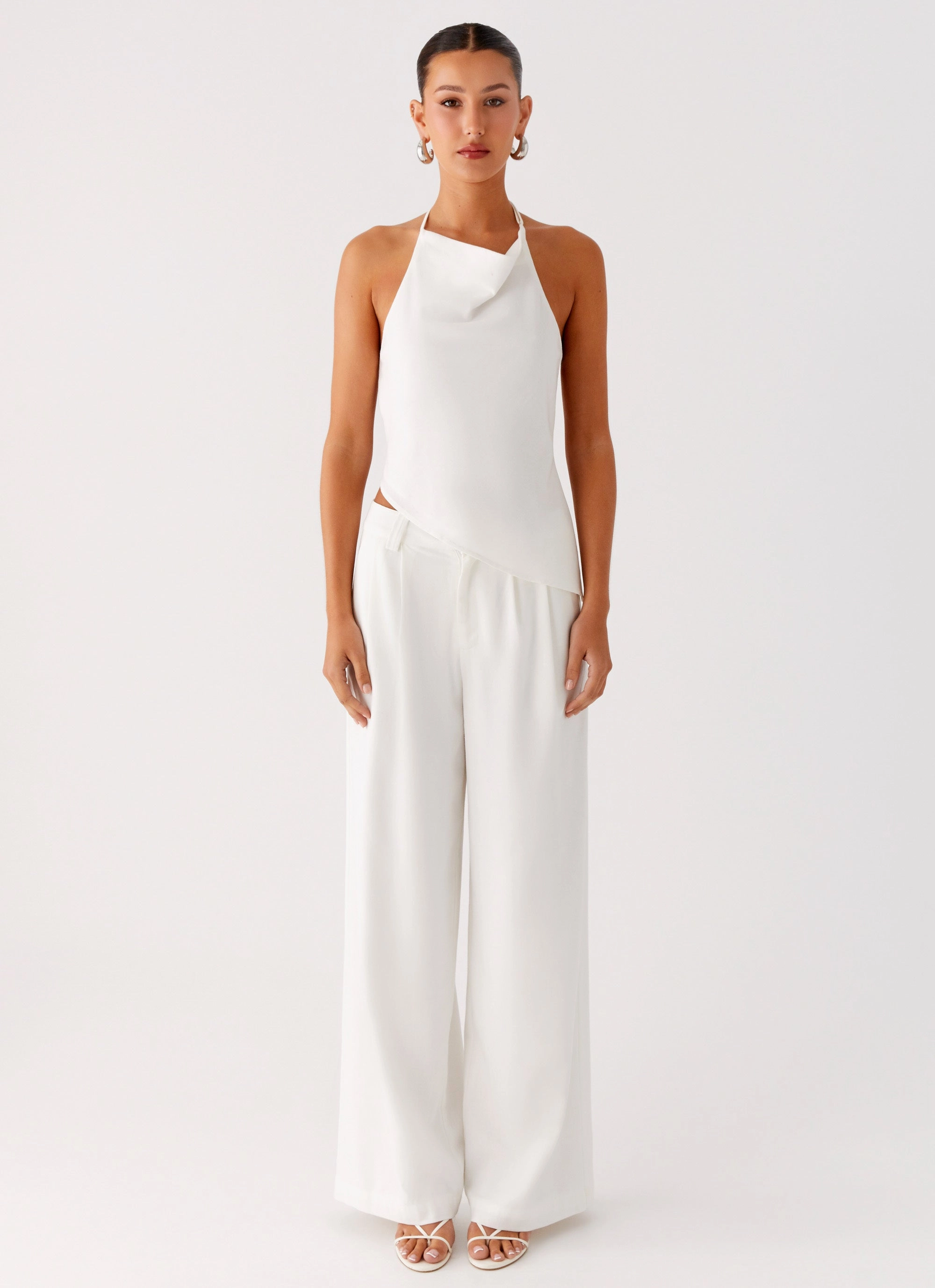 Delong Backless Linen Top - White Daily Wear Heat Reflective Layer