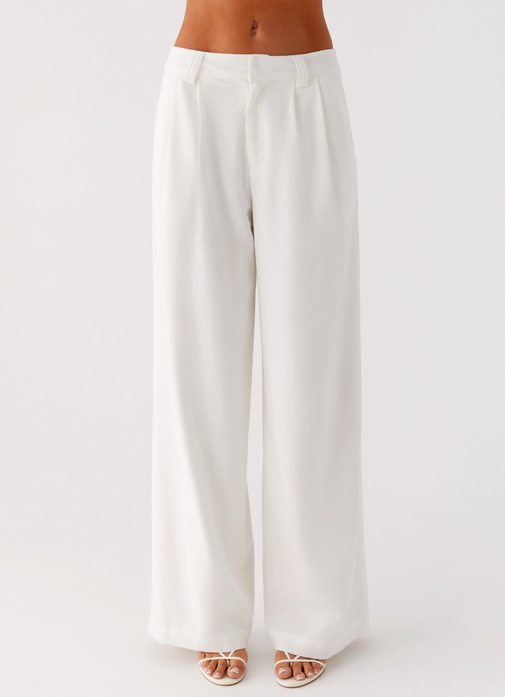 Delong Low Rise Linen Pants - White Very Cold