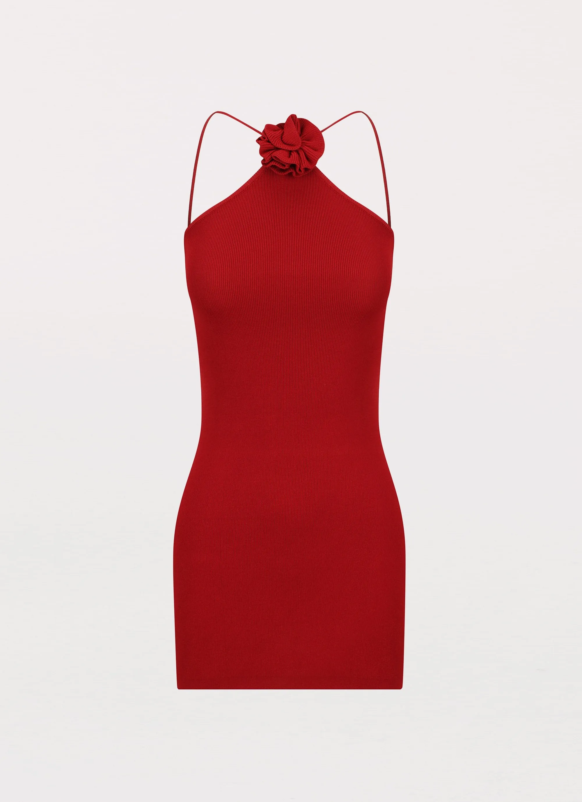 Fast Drying Delphi Rose Knit Mini Dress - Rouge Red