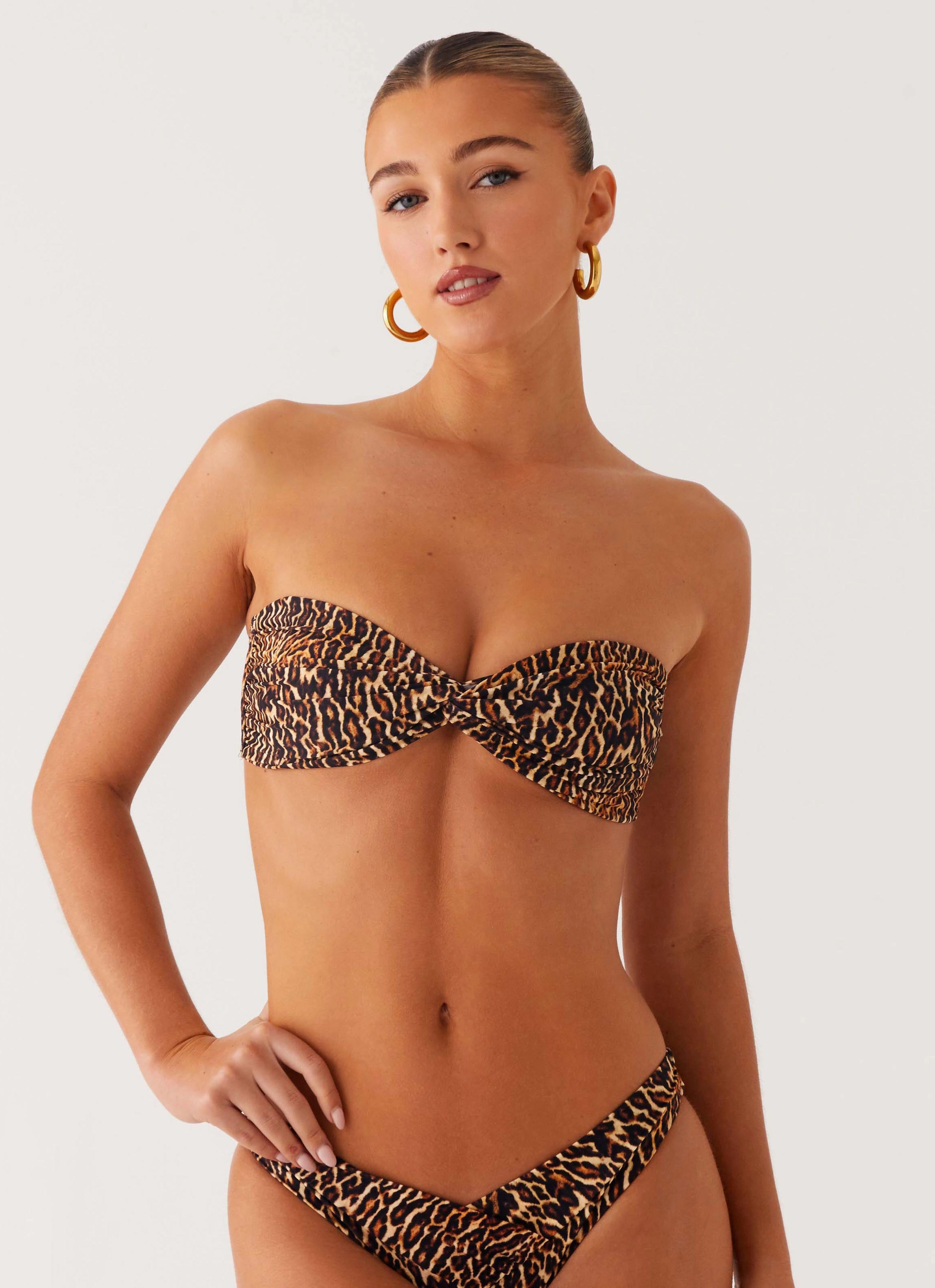 Tropical Wear Neon-Bright Delta Bandeau Bikini Top - Cheetah
