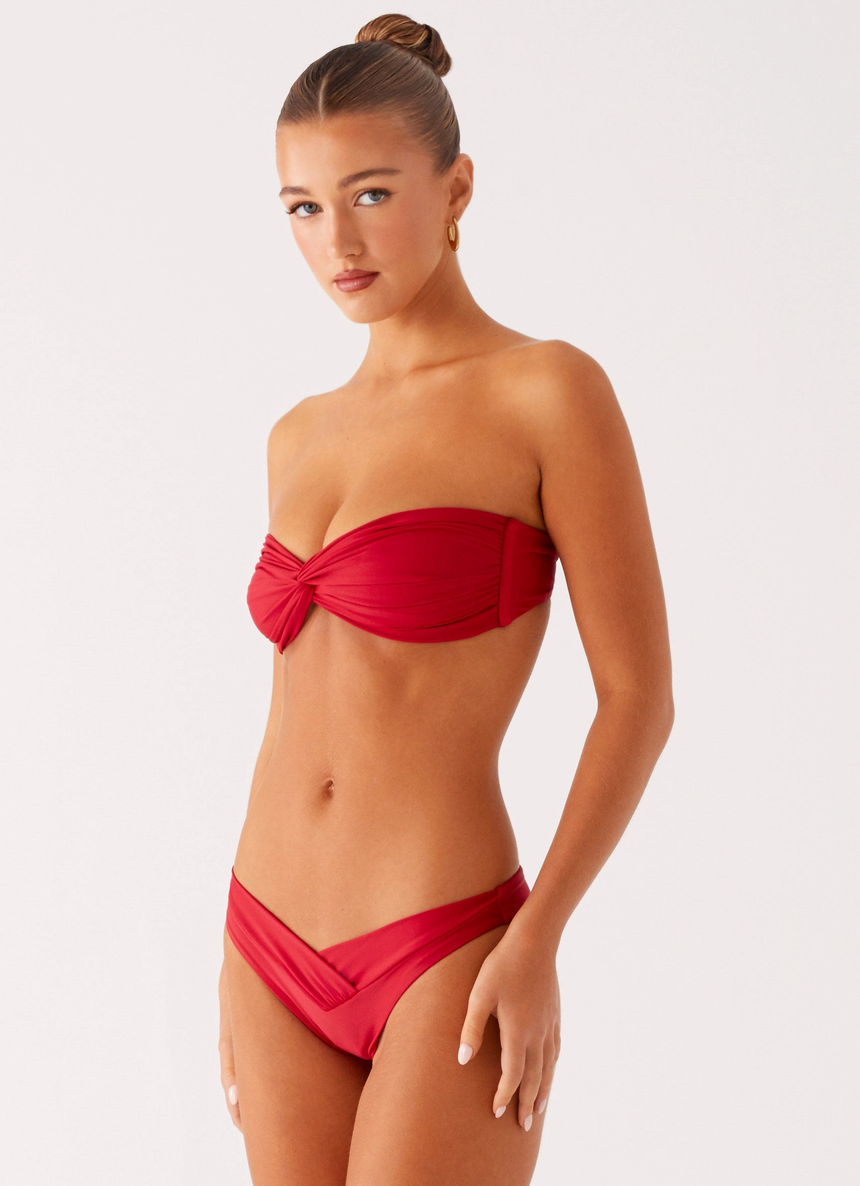 Delta Bandeau Bikini Top - Deep Red Odor control Rub Free Inner Lining