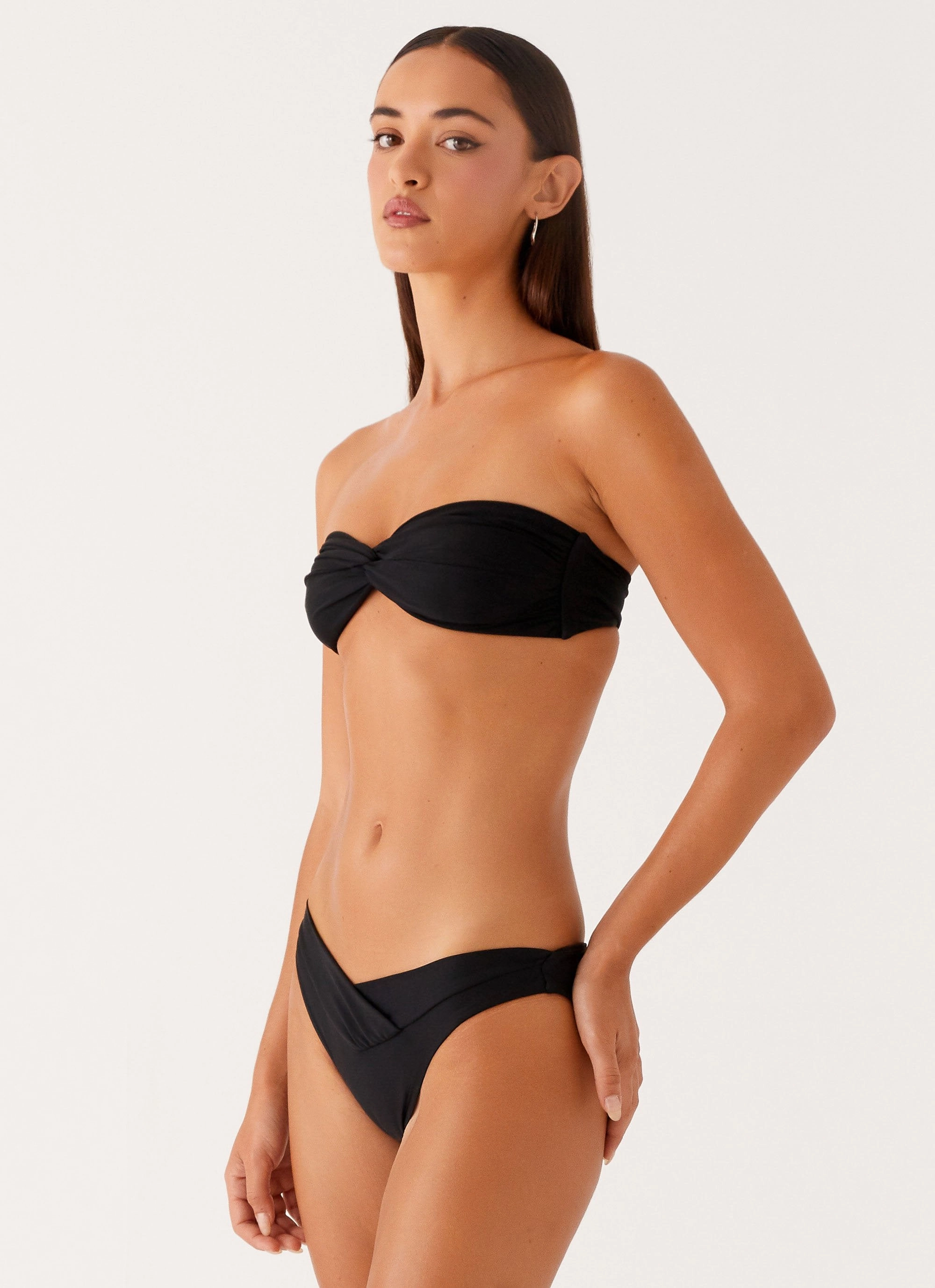 Delta Bikini Bottoms - Black High Stretch Fabric