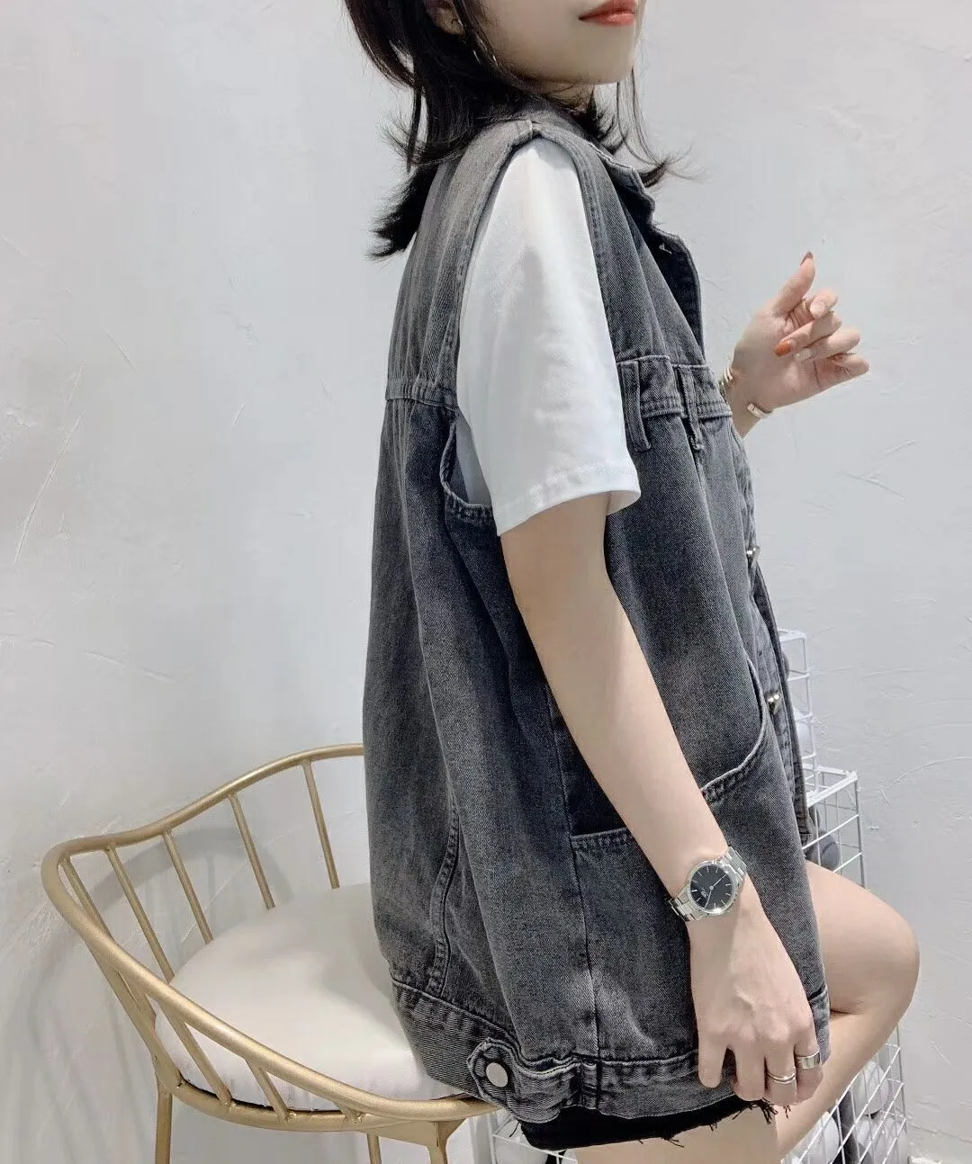 Denim Vest Women Student Korean Loose Mid-Length Popular Sleeveless Tank Top Outerwear