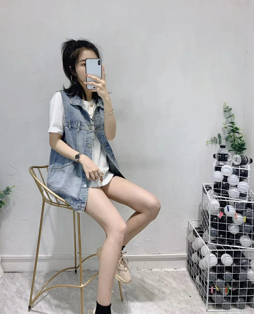 Denim Vest Women Student Korean Loose Mid-Length Popular Sleeveless Tank Top Outerwear