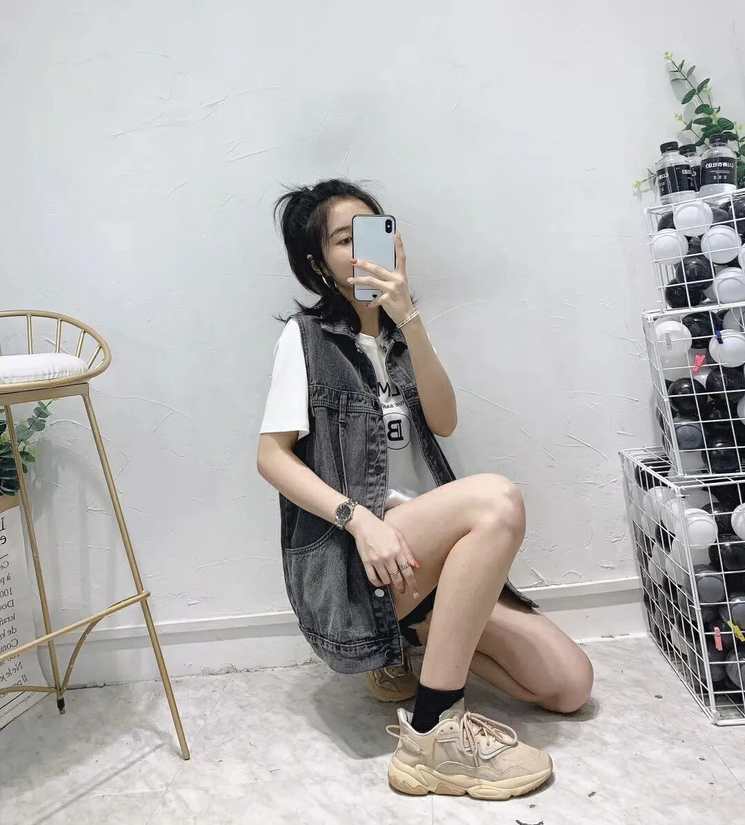 Denim Vest Women Student Korean Loose Mid-Length Popular Sleeveless Tank Top Outerwear
