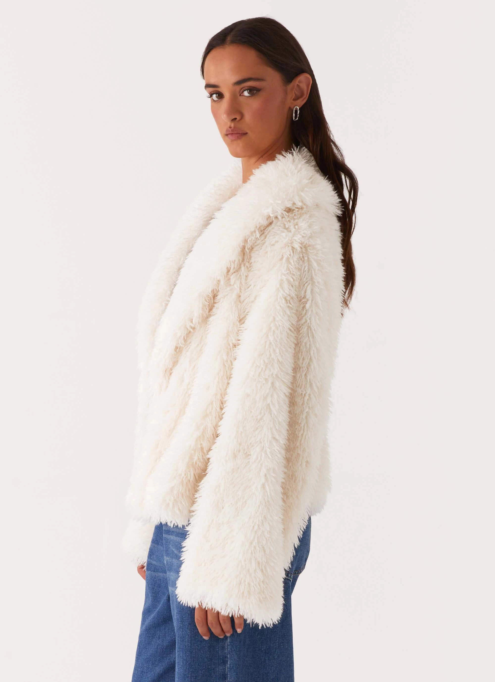 nylon blend Outdoor Trip Denver Oversized Fur Jacket - Ivory