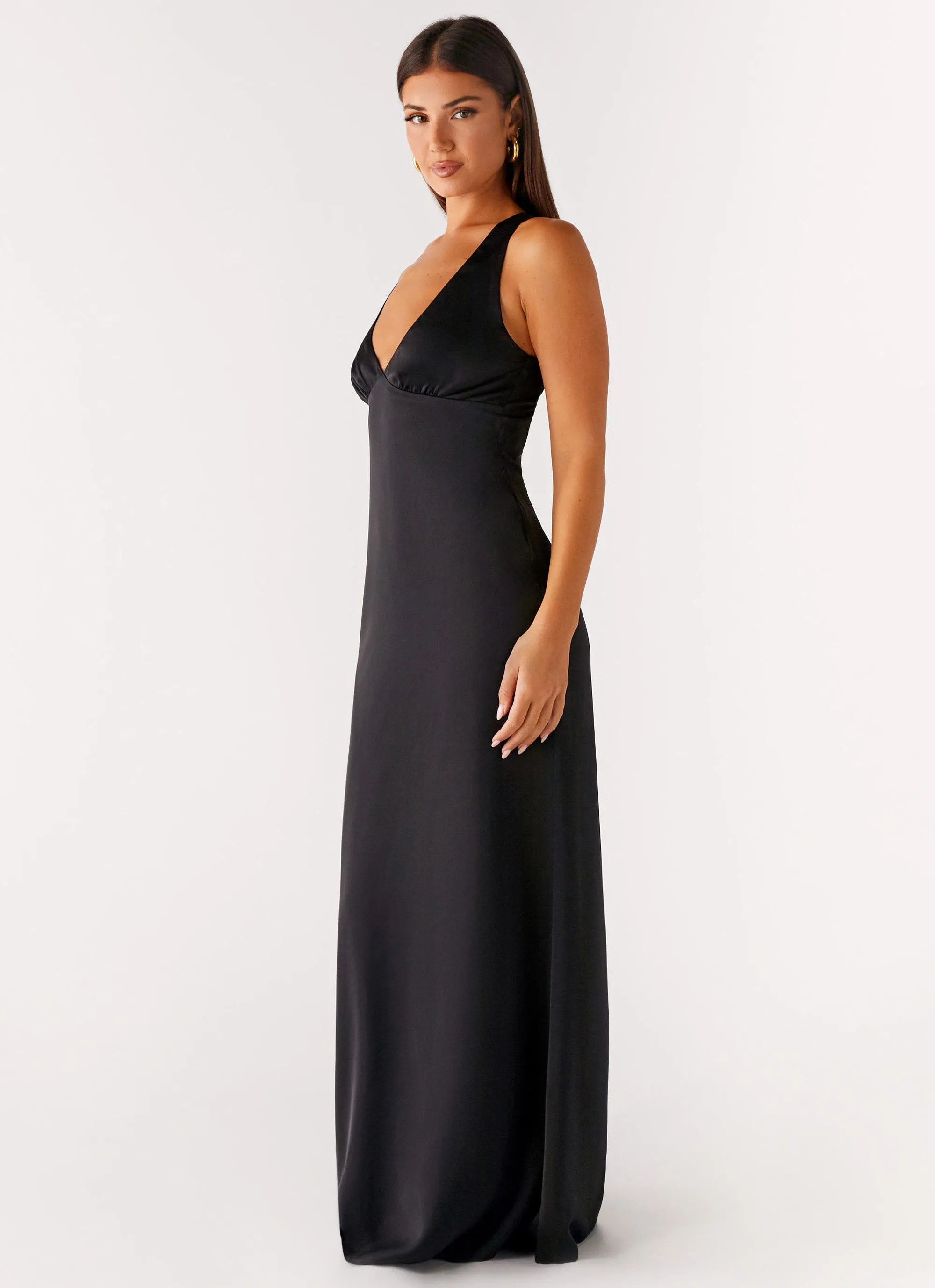 Raw edge Flexible Movement Desi Halterneck Maxi Dress - Black