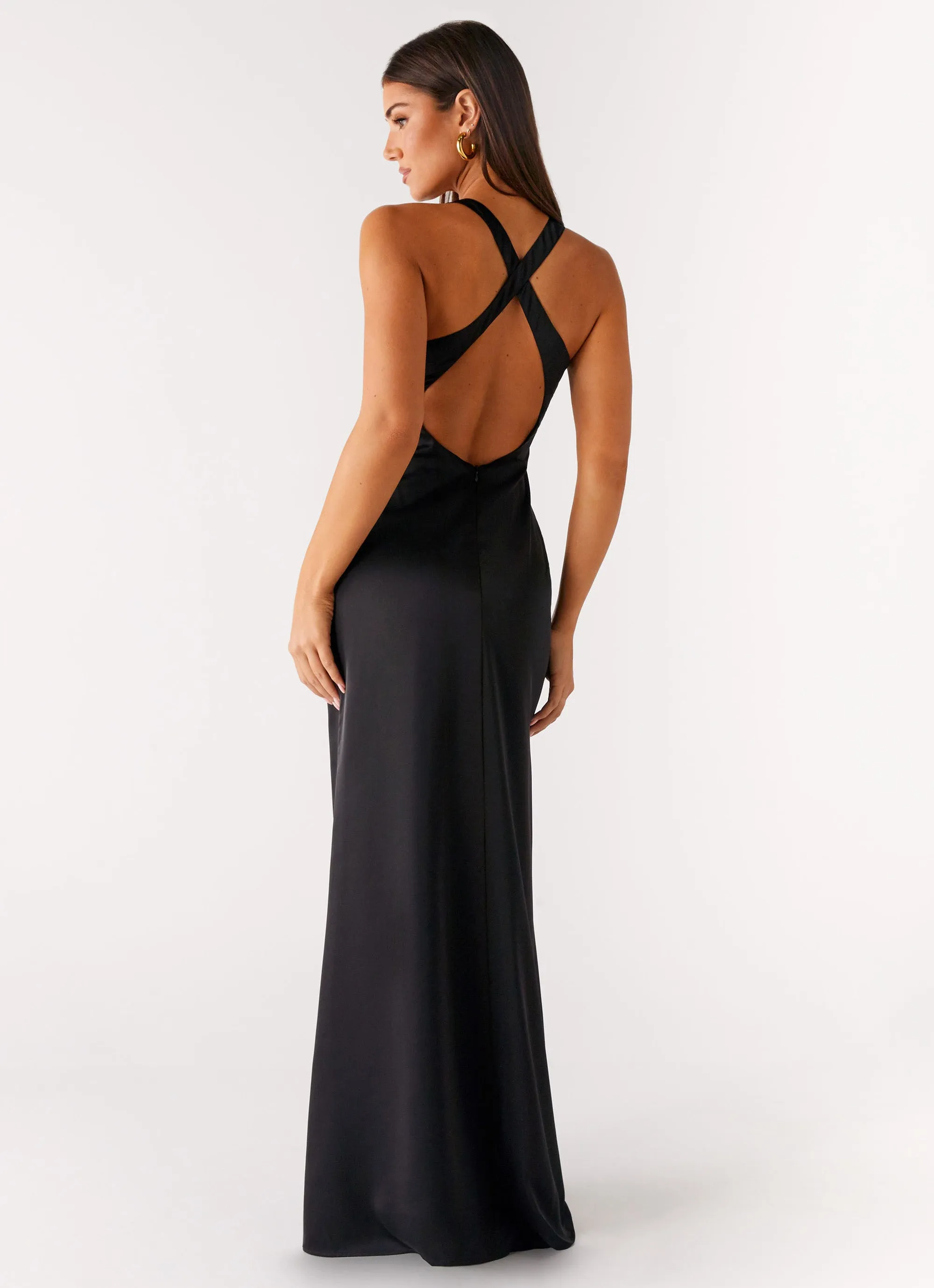 Desi Halterneck Maxi Dress - Black Vintage Style