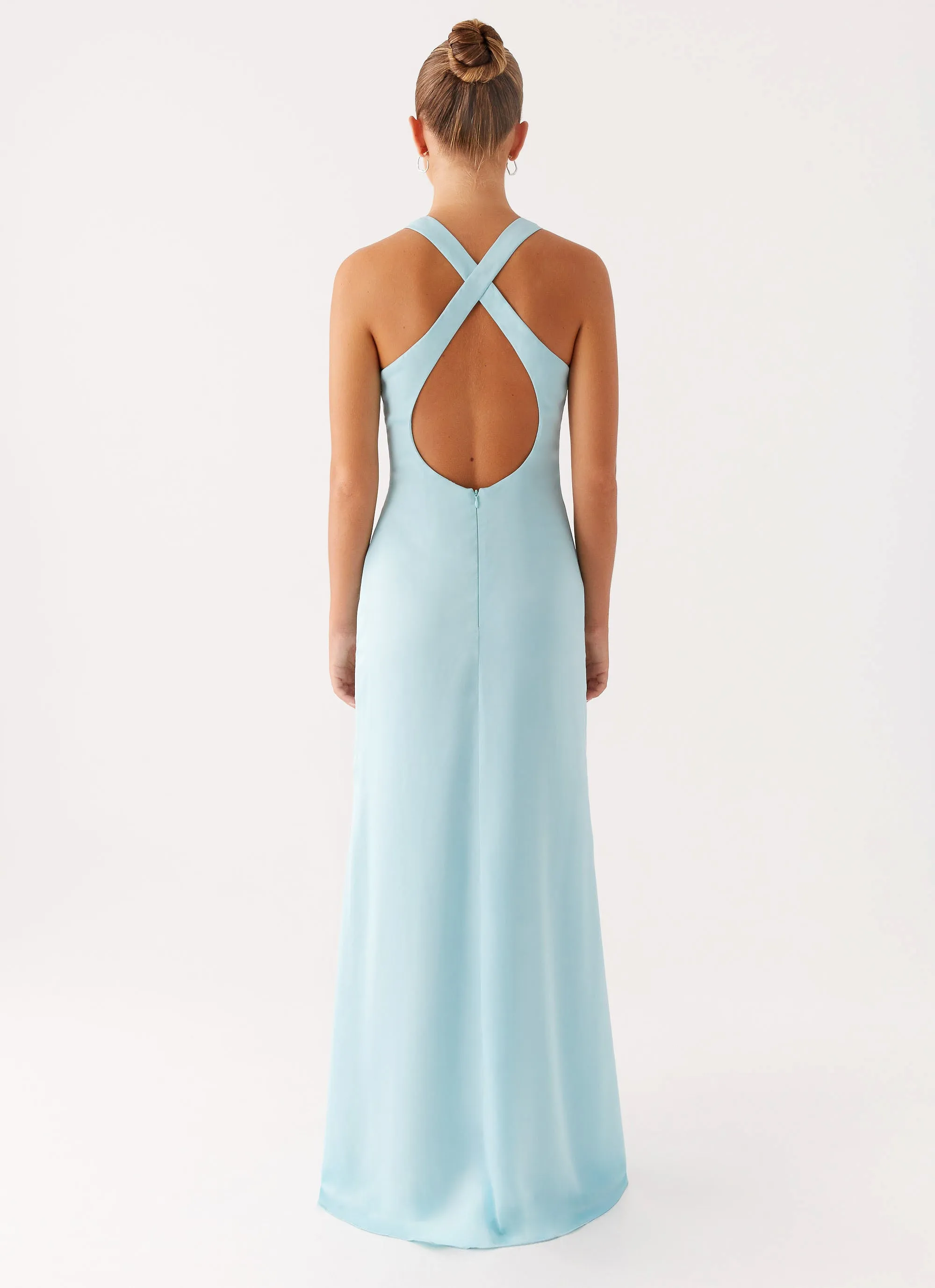 Desi Halterneck Maxi Dress - Mint Non-Iron Distressed finish