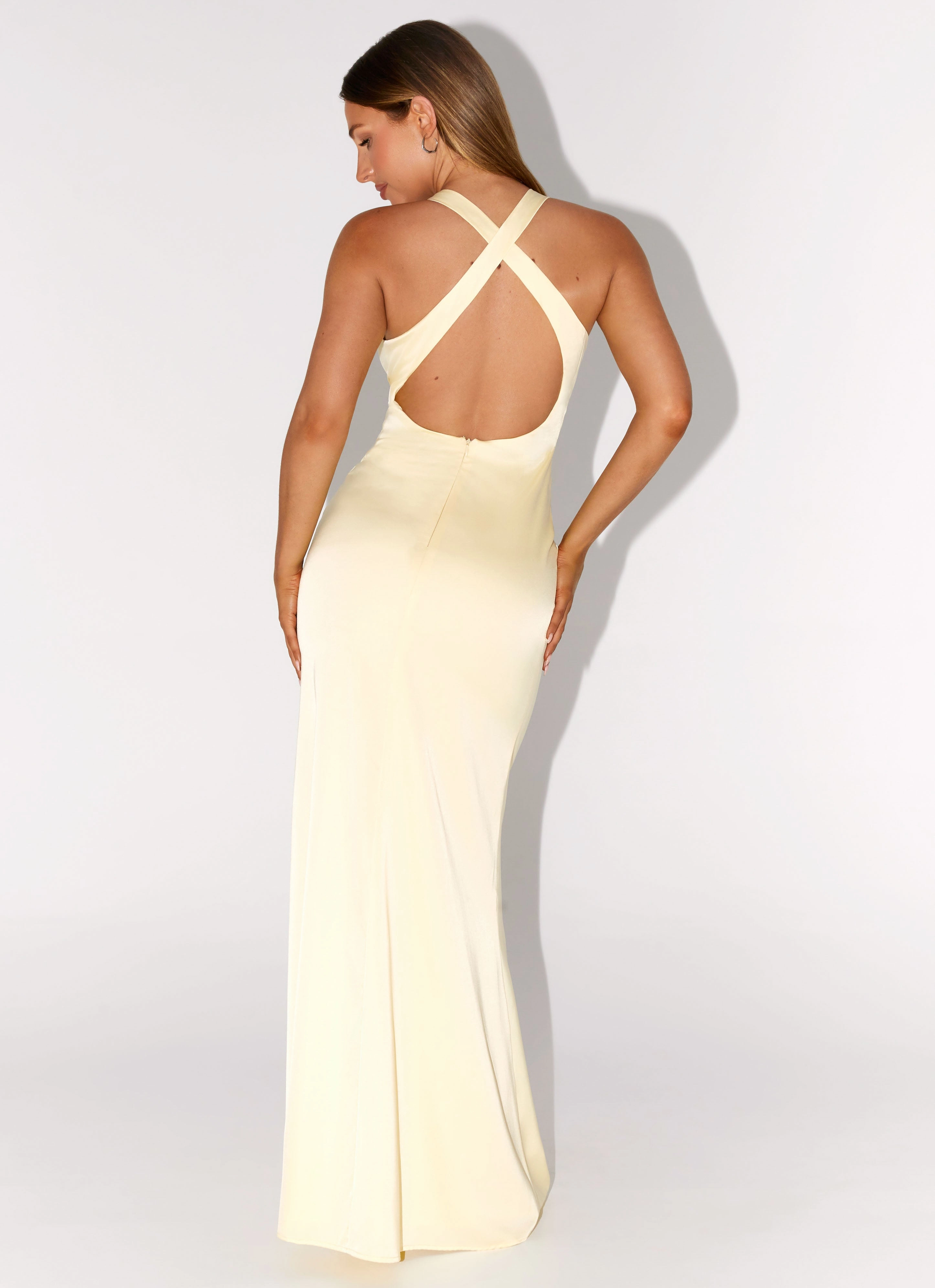 Desi Halterneck Maxi Dress - Yellow Light Volume Refined Simplicity