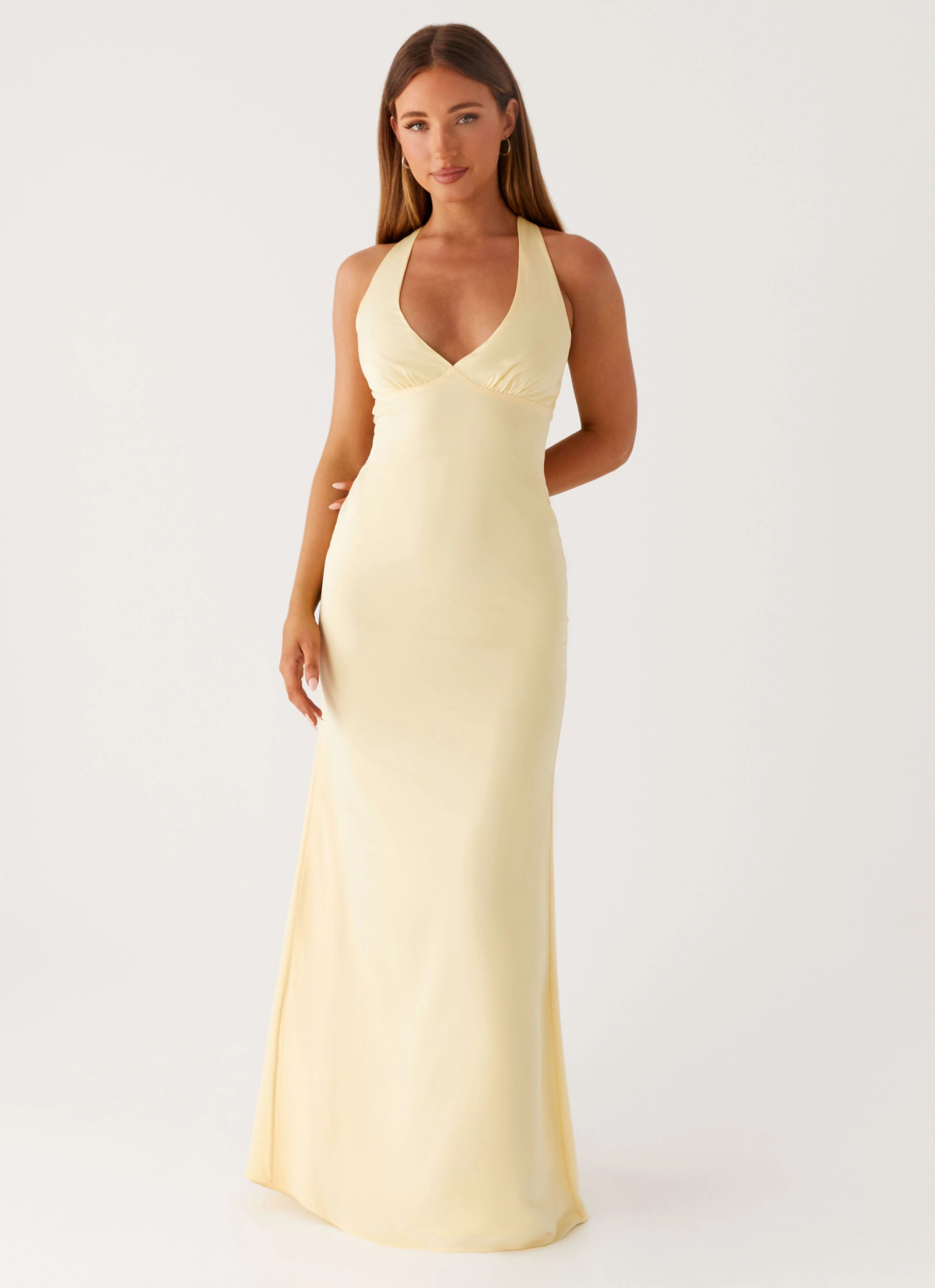 Desi Halterneck Maxi Dress - Yellow Chilly Day Comfort