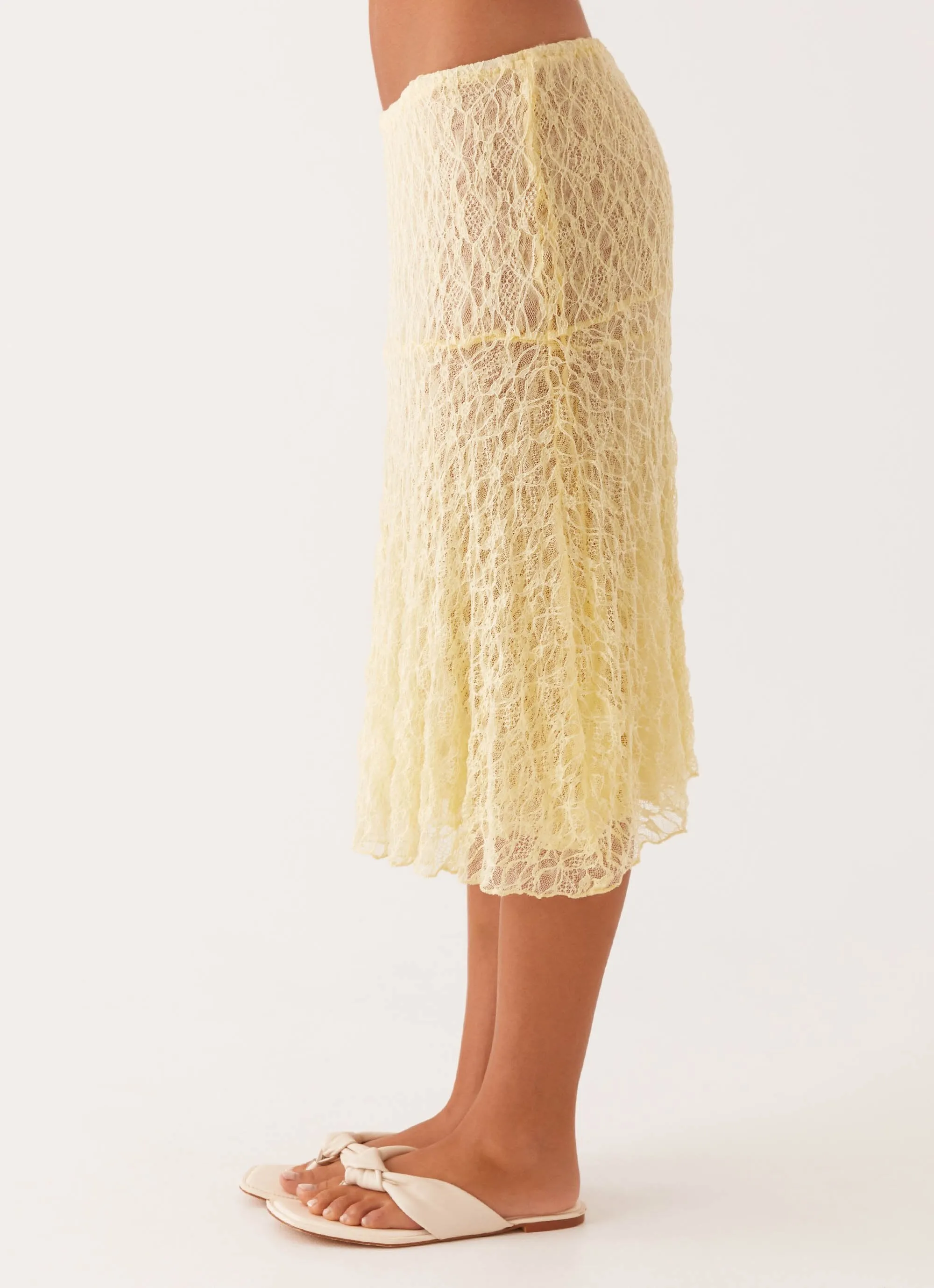 Reinforced Seams Graceful Look Destiny Midi Skirt - Yellow