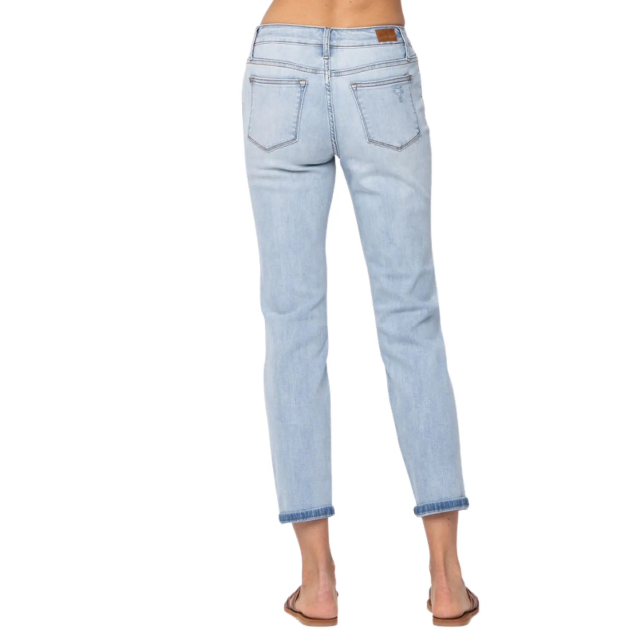 Destroyed Mid Rise Boyfriend Jeans